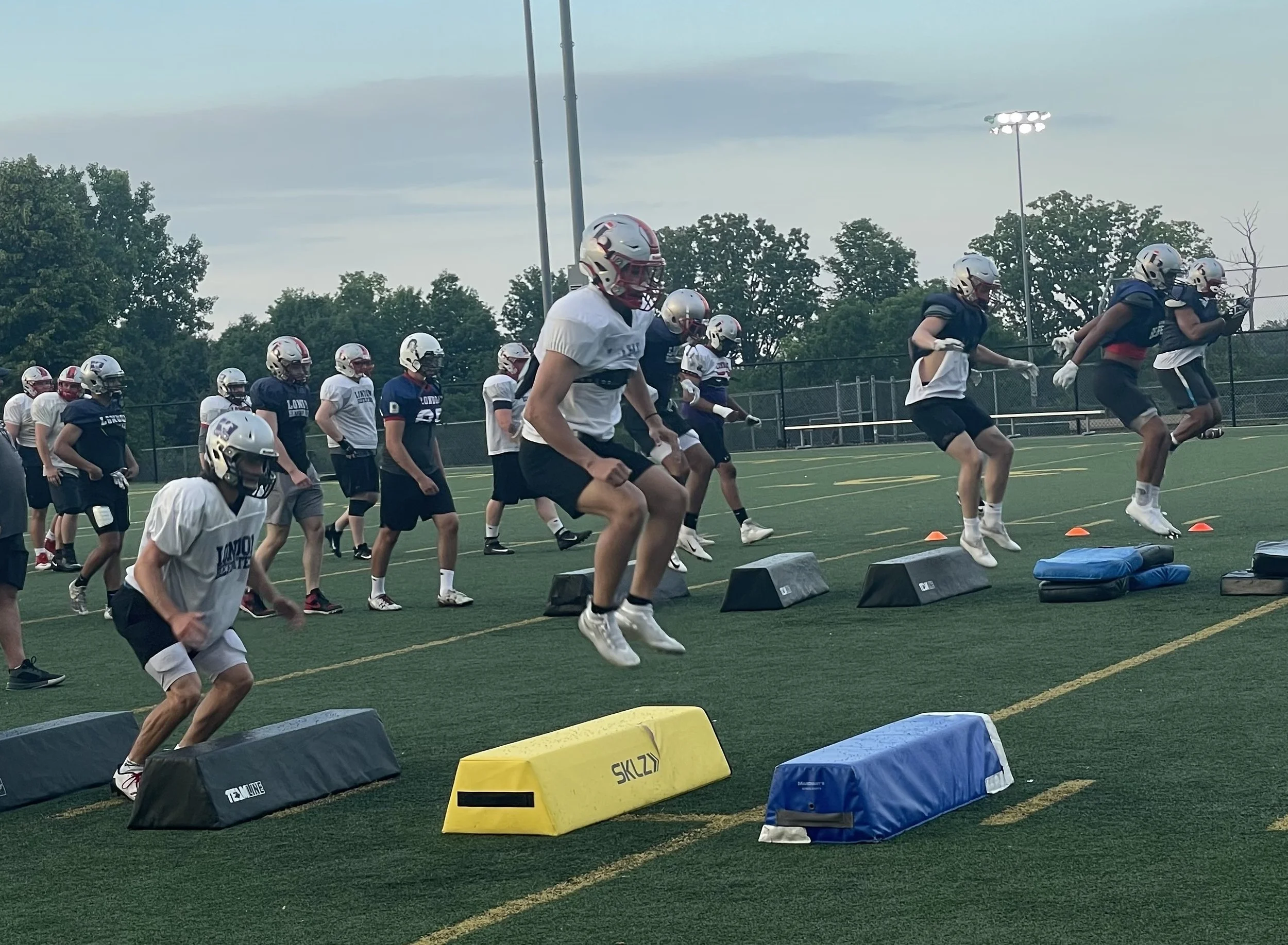   Beefeaters players are put through their paces at training camp in July. (Photo: Noah Gray)  