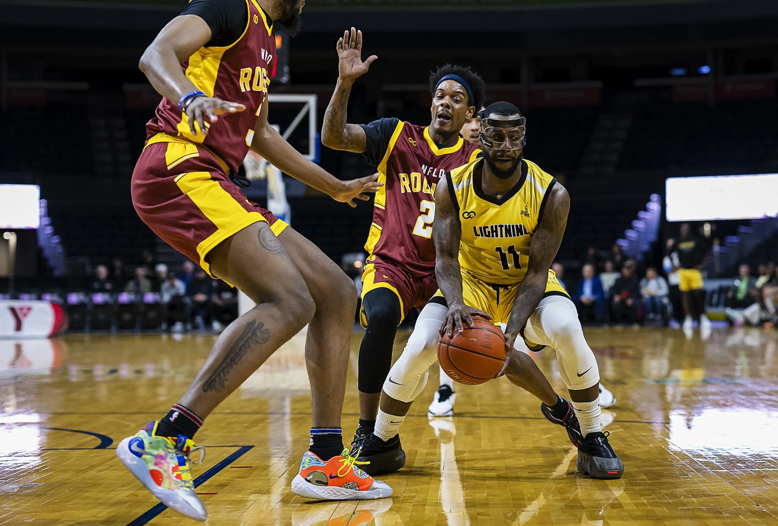   Omega Harris (#2), a Newfoundland Rogues player last year, has signed with the London Lightning for the 2024-25 season. (Photo: Barry Field Photography).  