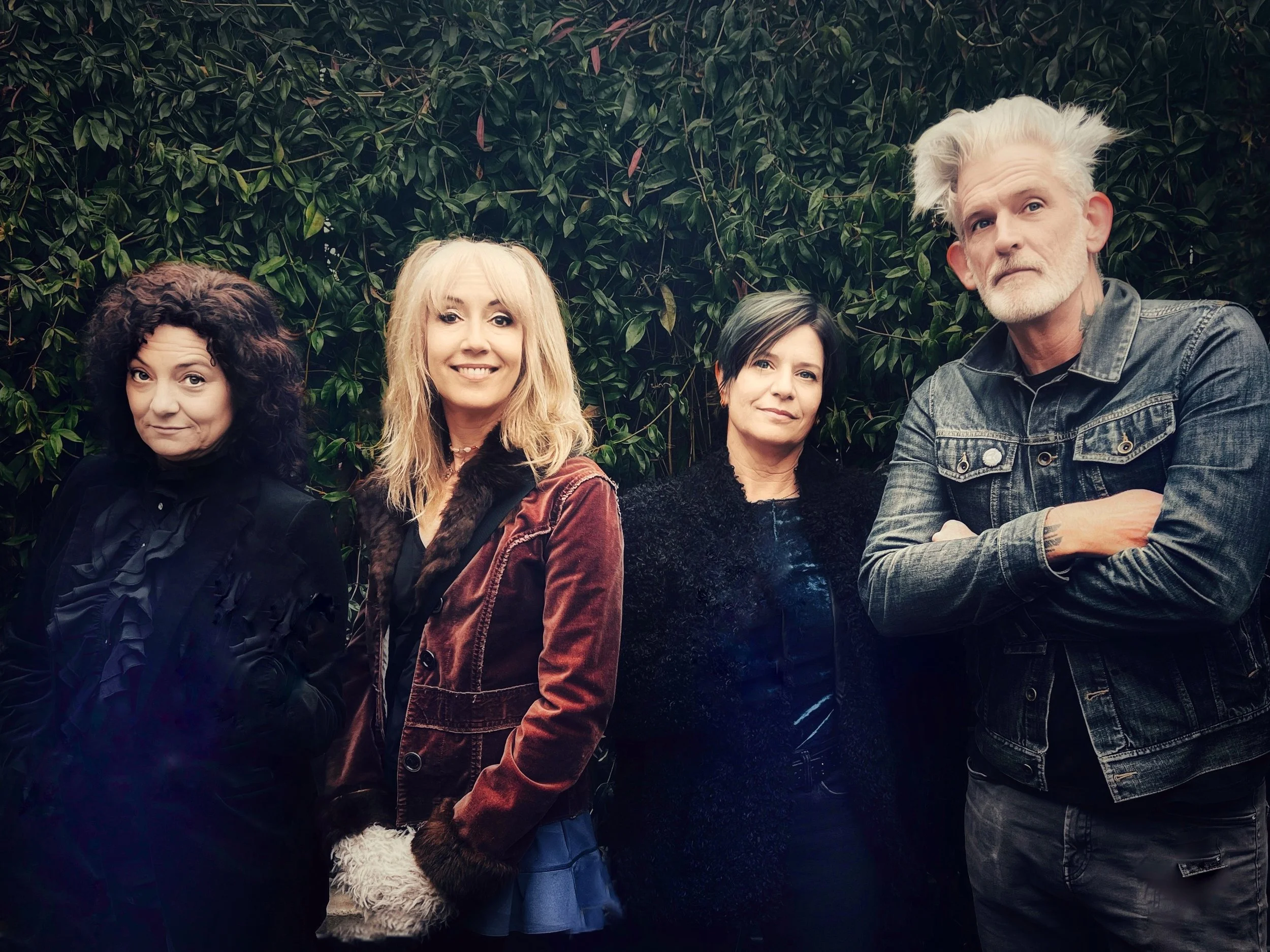 The Living Pins at Knomad Bar Feb 22, 2025 by Shelly Reese (L to R:  Kristy McInnis, Pam Peltz, Carrie Clark, Bobby Daniel)