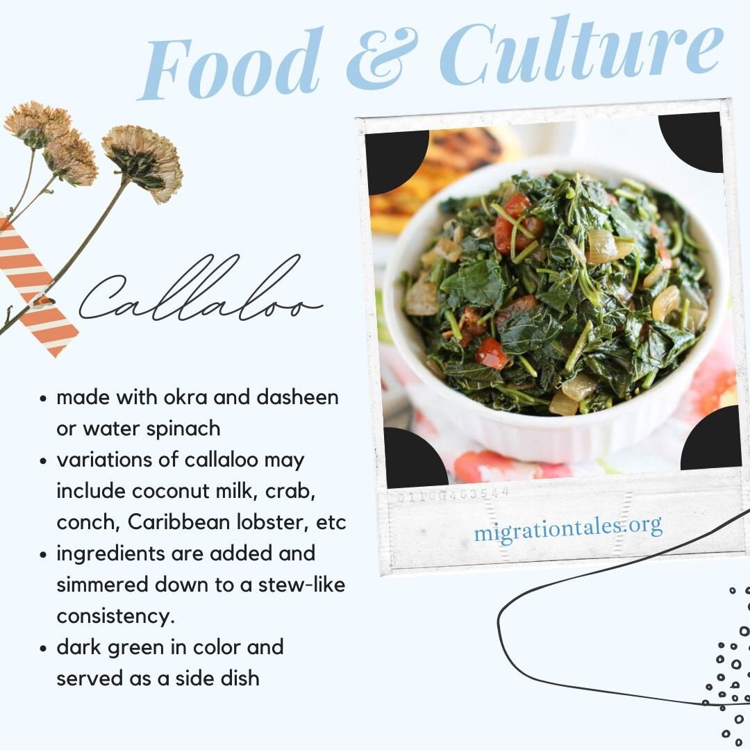 ✨Food Friday week 4! We will be featuring food from all over the world to raise cultural awareness! 

This week we are introducing two dishes from the Caribbean: Callaloo.

💙Callaloo, a popular Caribbean vegetable dish, is a soup or stew made with g