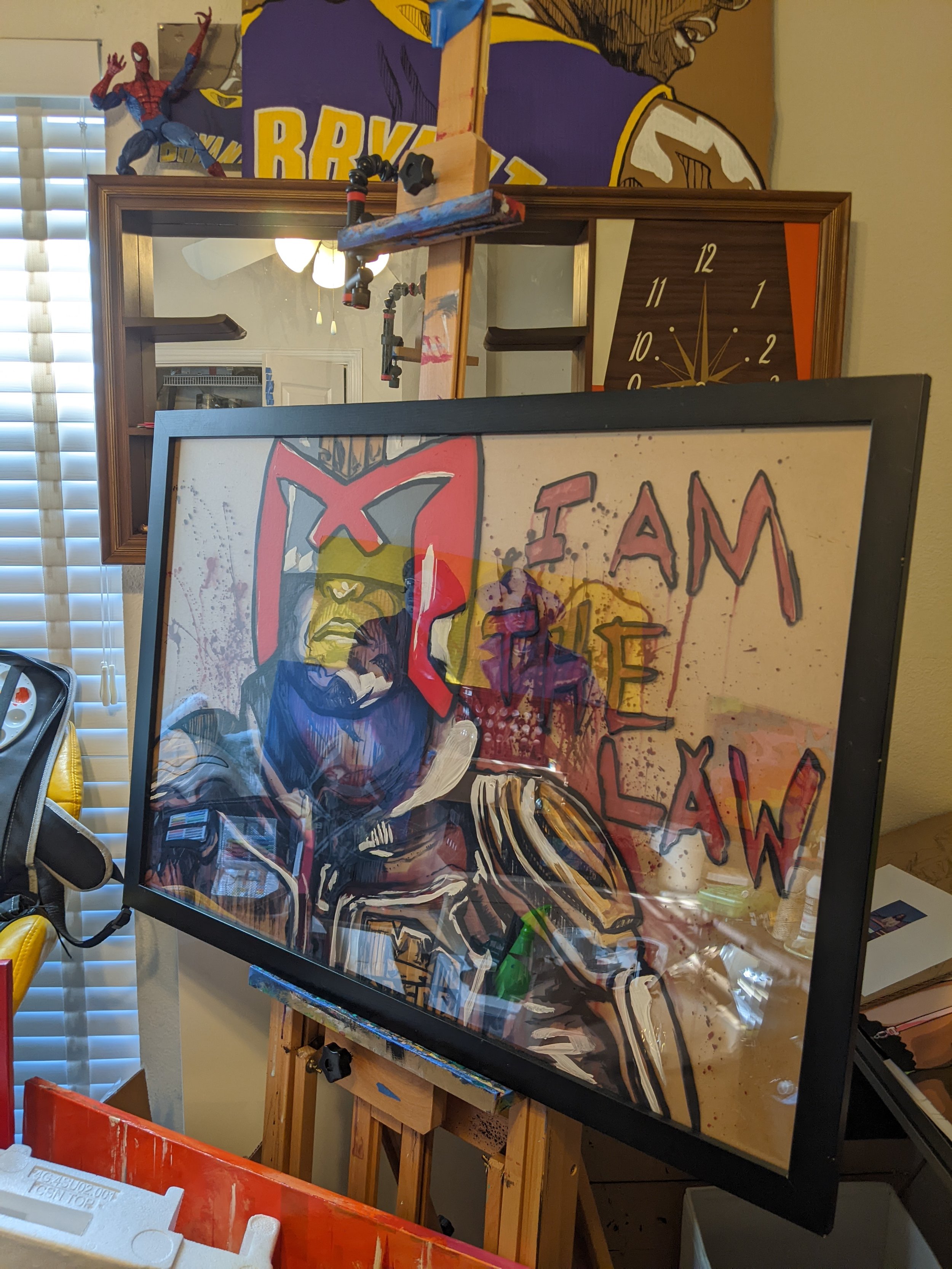 Dredd painted on 4 layers of glass