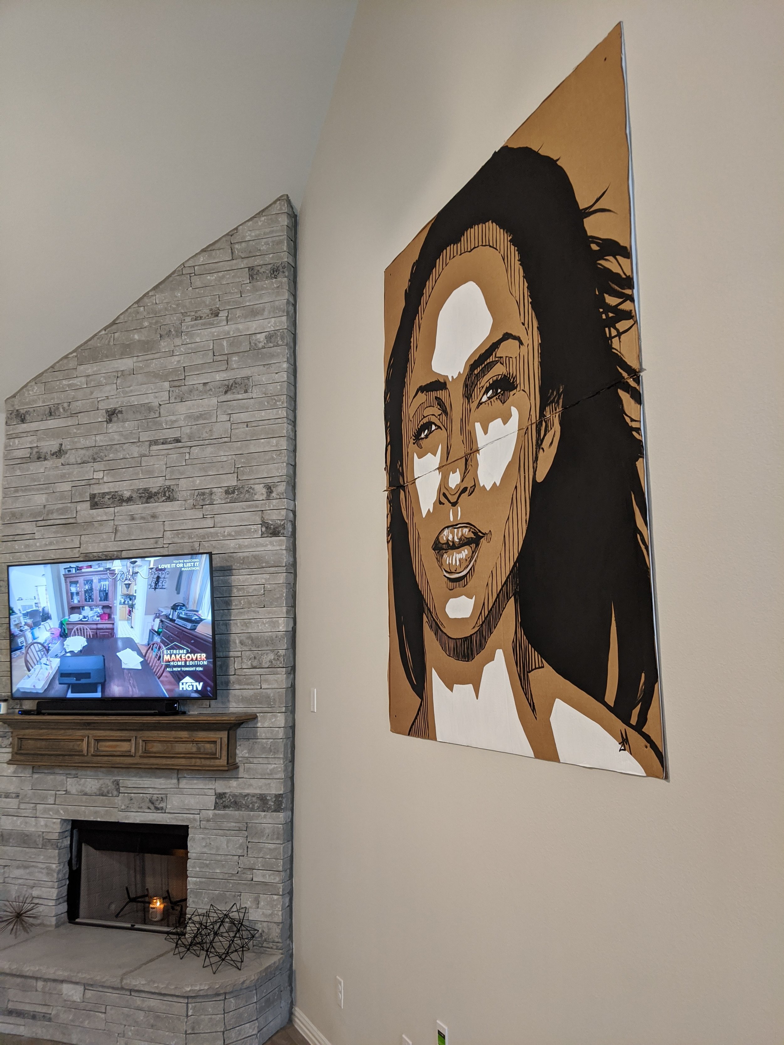 the 7ft Sade painting installed at it's home