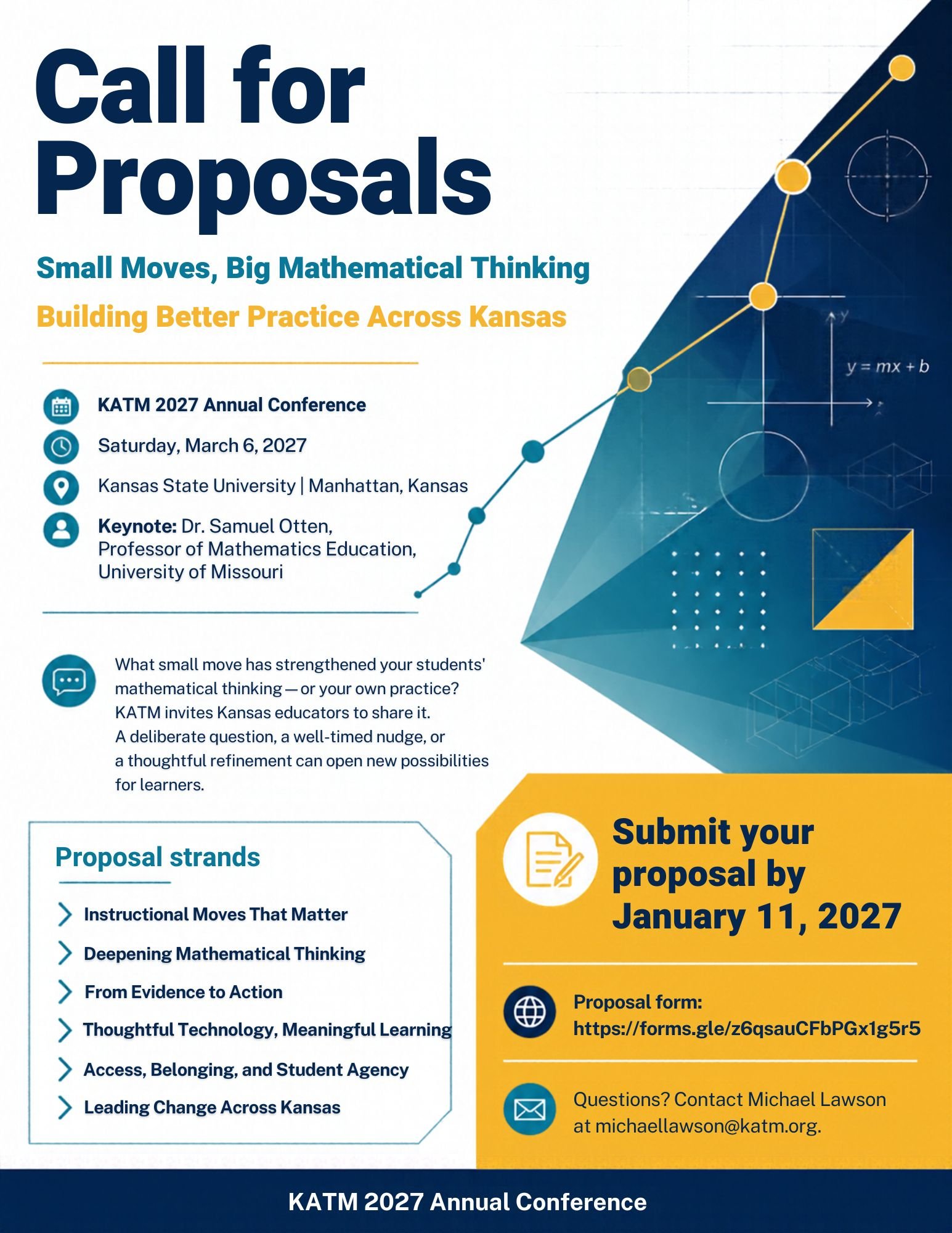 📣 Kansas math educators&mdash;we want to learn from YOU!

What small move has strengthened your students&rsquo; mathematical thinking or your own practice? A question, a classroom routine, or a new approach you&rsquo;ve tried could be just the idea 