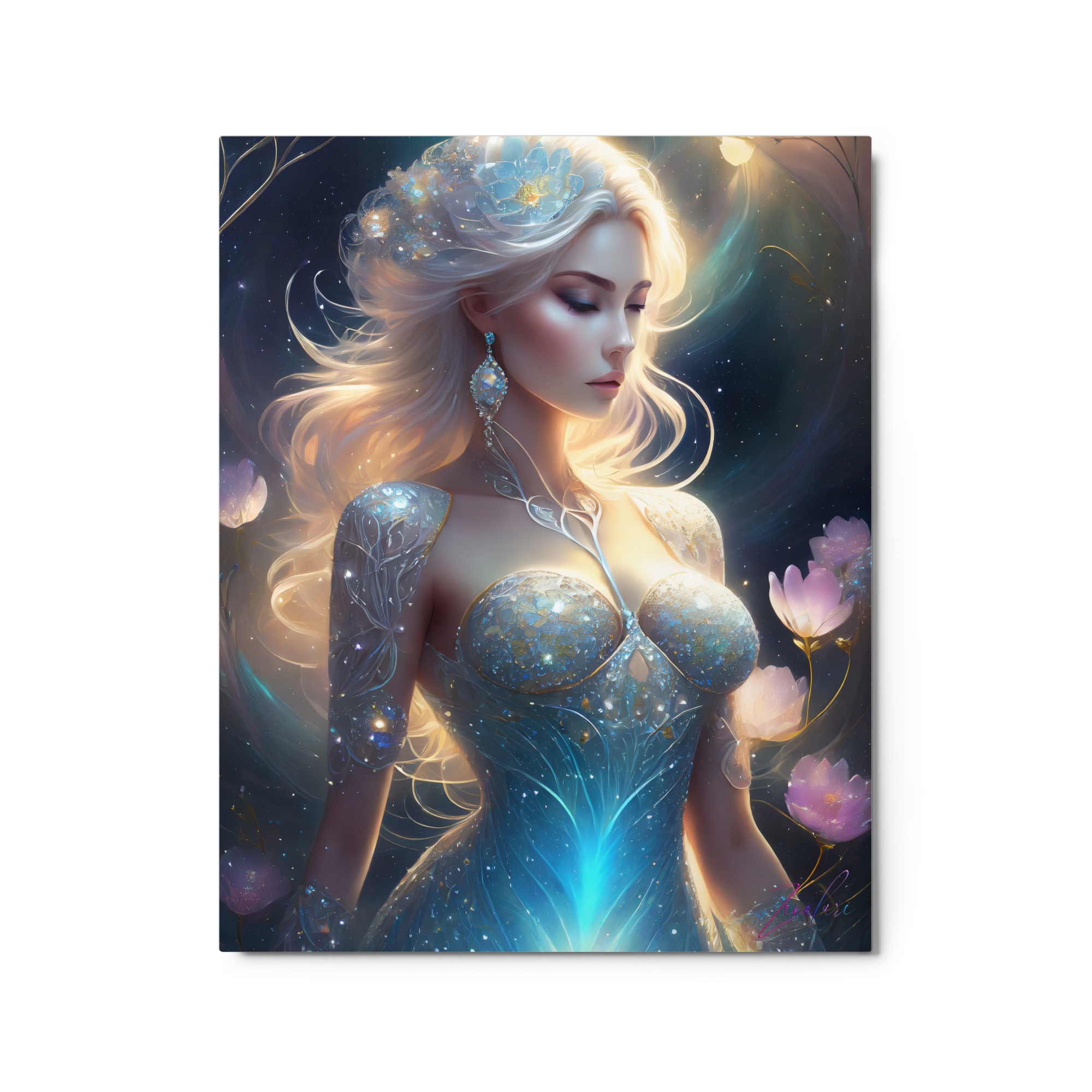 Night Prism In Hues Of Blue - Luminous Infinity Edge Art Print