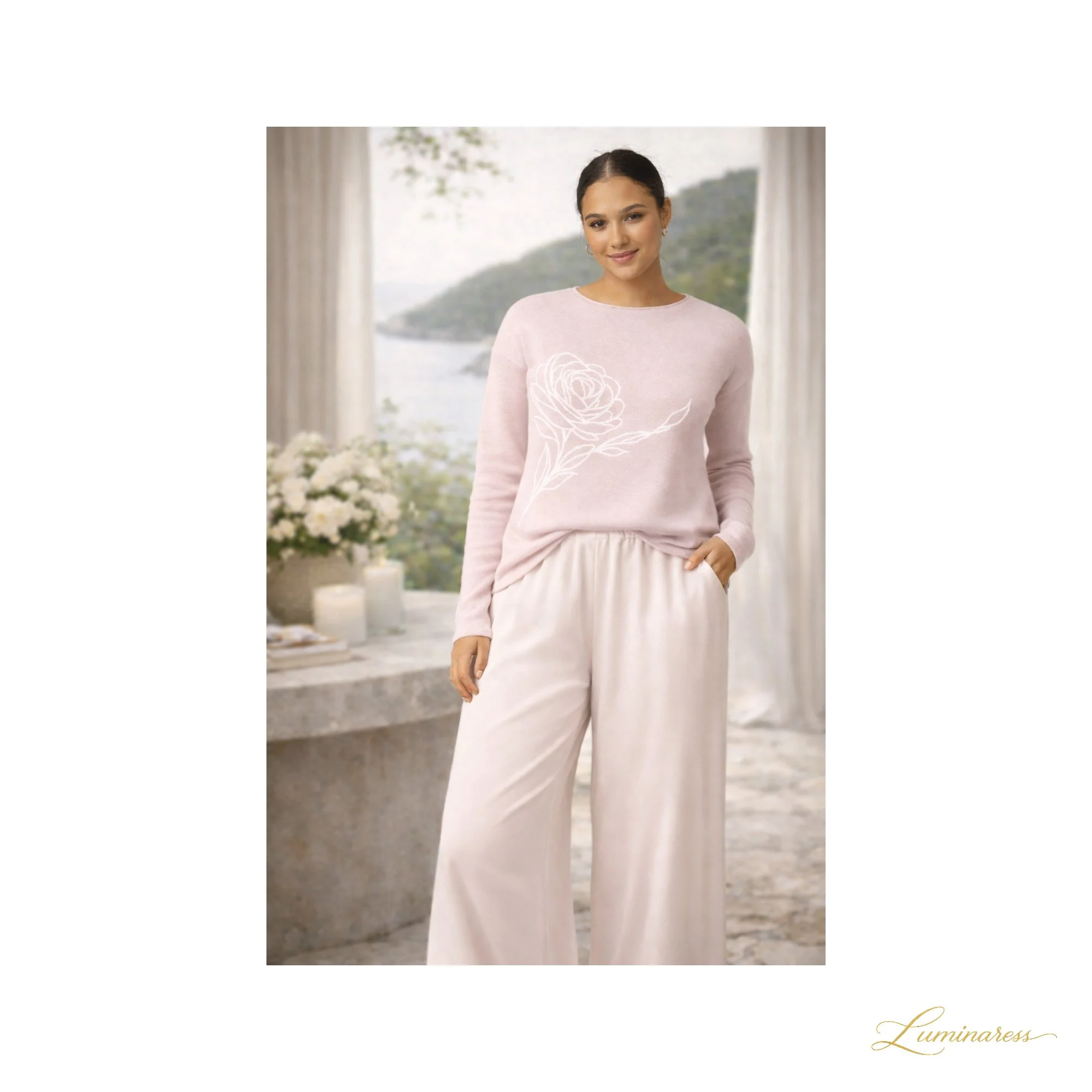 Winter Rose Wide-Leg Pants