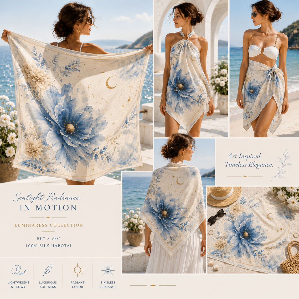Sealight Radiance In Motion Silk Scarf