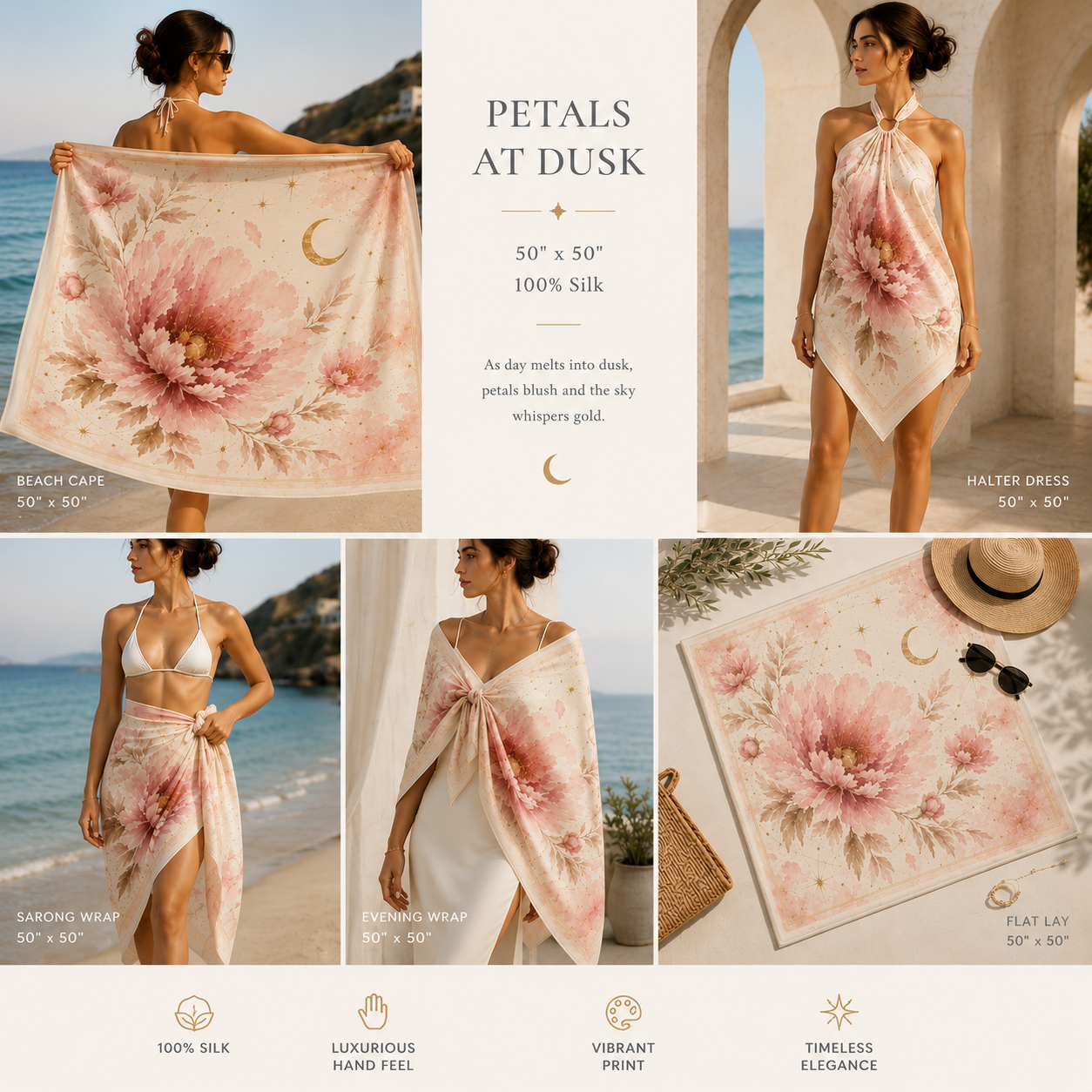Petals At Dusk Silk Scarf