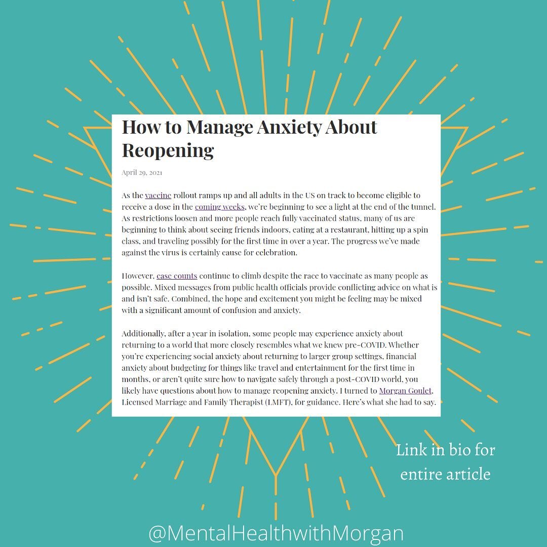 Are you feeling anxious about life starting to return back to normal? Check out the aSweatLife article I was featured in for tips on how to manage these feelings! 
.
Link in bio!