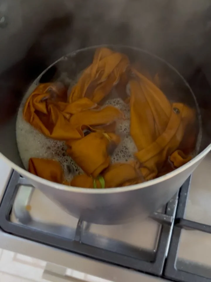 We&rsquo;ve been experimenting with natural dyes- using our marigolds! 
Save the date: 9/17 Community Dye Pot event at the garden!
Flyer coming soon ✨