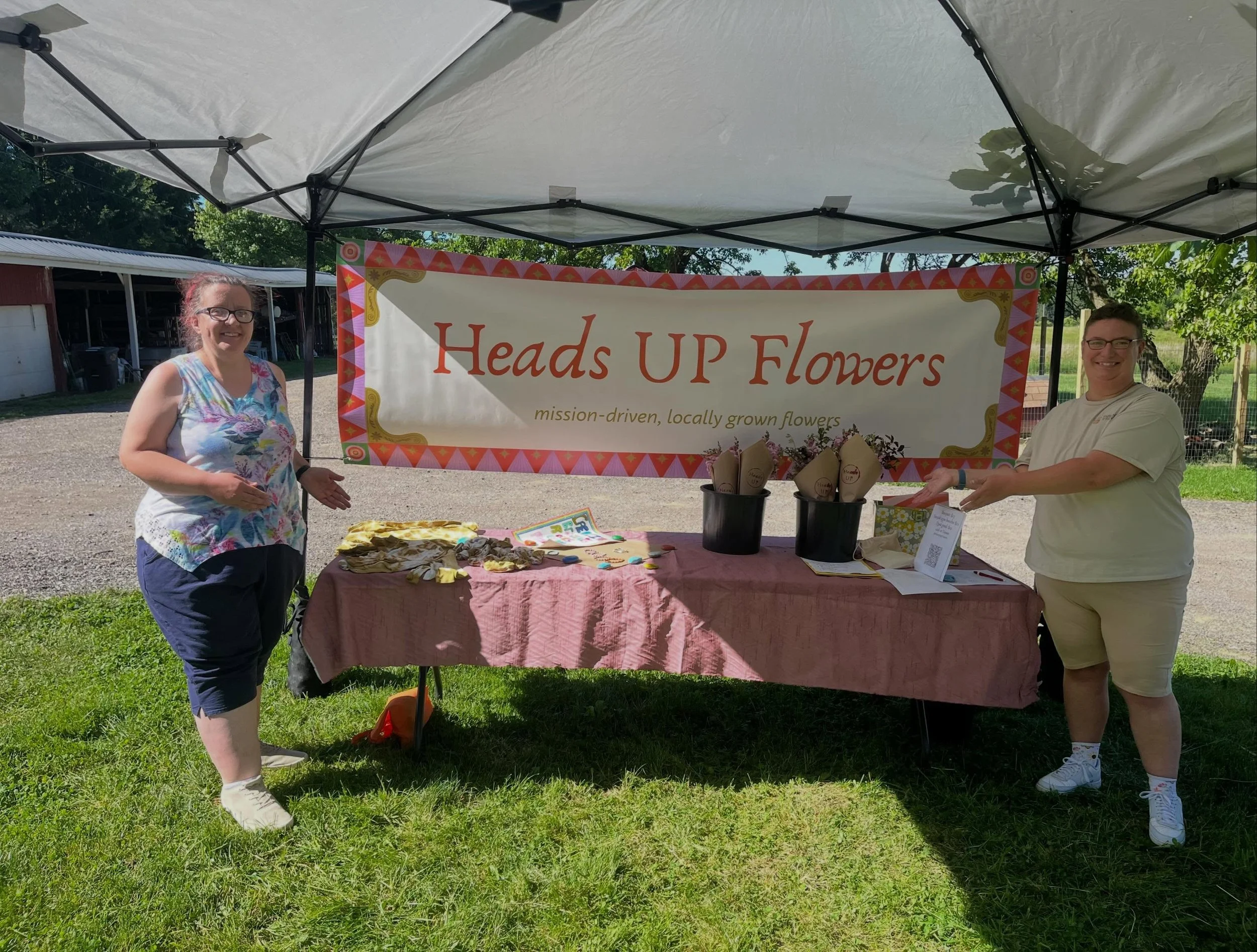 Another great evening at our Market @crownpointecology. Catch us here on Wednesdays from 4-7pm. Next week we will have more bouquets, marigold dyed items and cut flower seedlings for sale!