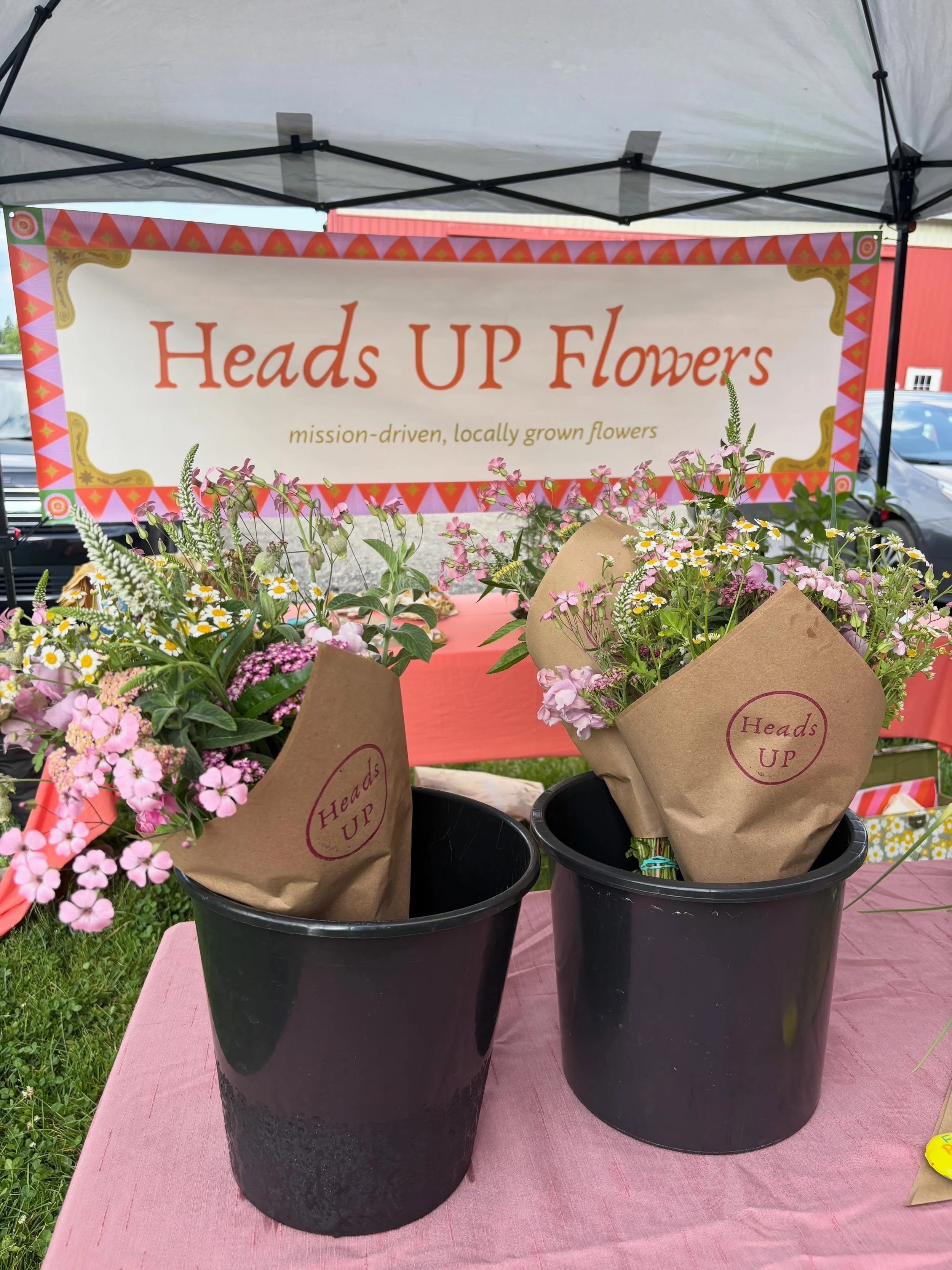 We are all set up for our market @crownpointecology tonight from 4-7pm! We have bouquets with peonies from @solisagro_flowerfarm and yarrow from @happydragonflowerfarm alongside our own🌸🙌🏼🥰🌞
We also have seedlings for sale 6/ $15! Start your own