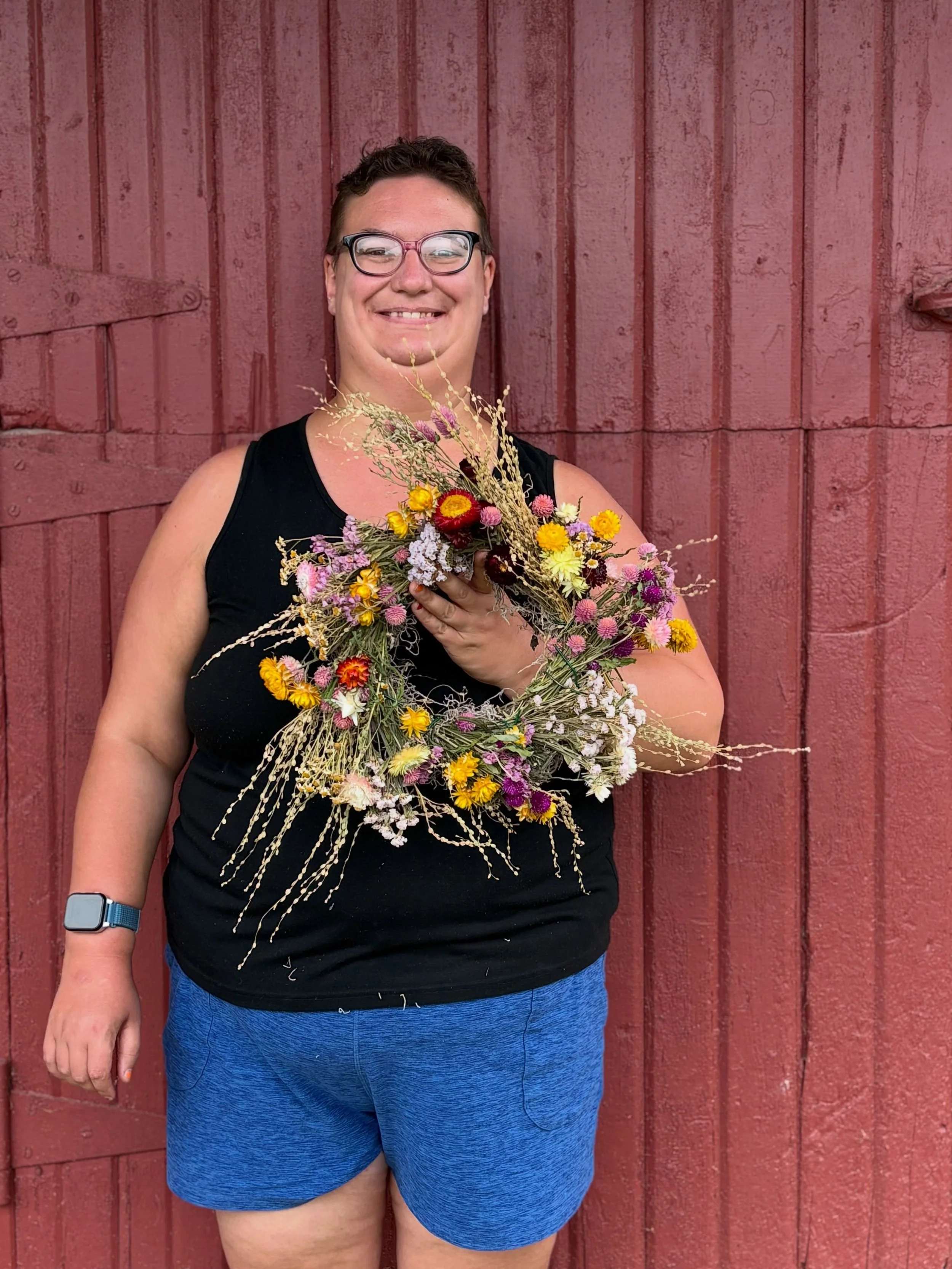 Our wreaths are BACK!! Grown all season and individually dried, these everlasting flowers bring color and beauty to your home all winter. 🌼🤗🌸 Available this Saturday at @crownpointecology All Abilities Fall Fest and @housethreethirty Small Busines