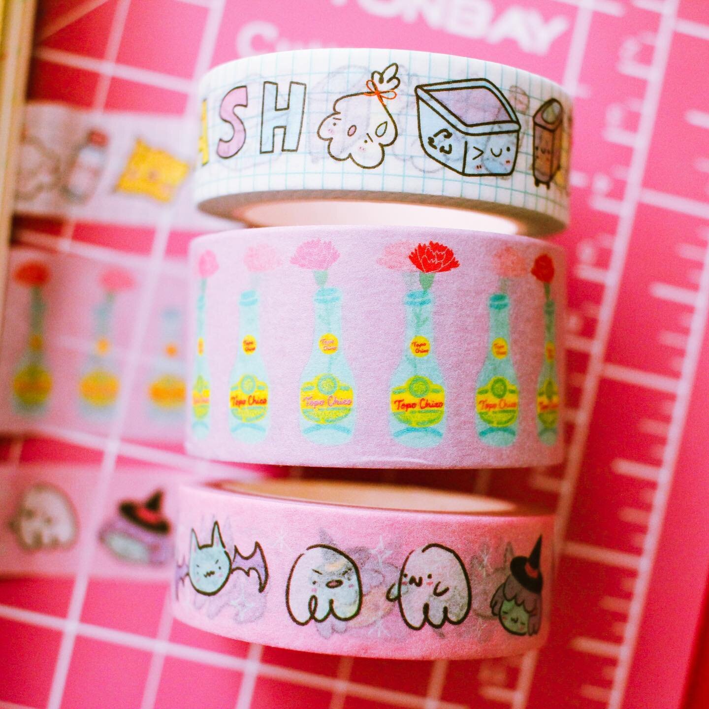 ✨ The day approaches! ✨
.
These washi tape rolls and many other goodies will be hitting the shop this Friday the 23rd at 12 Noon CDT!
.
The nice bonus of growing my washi tape collection is being able to further mix and match when I use them to pack 