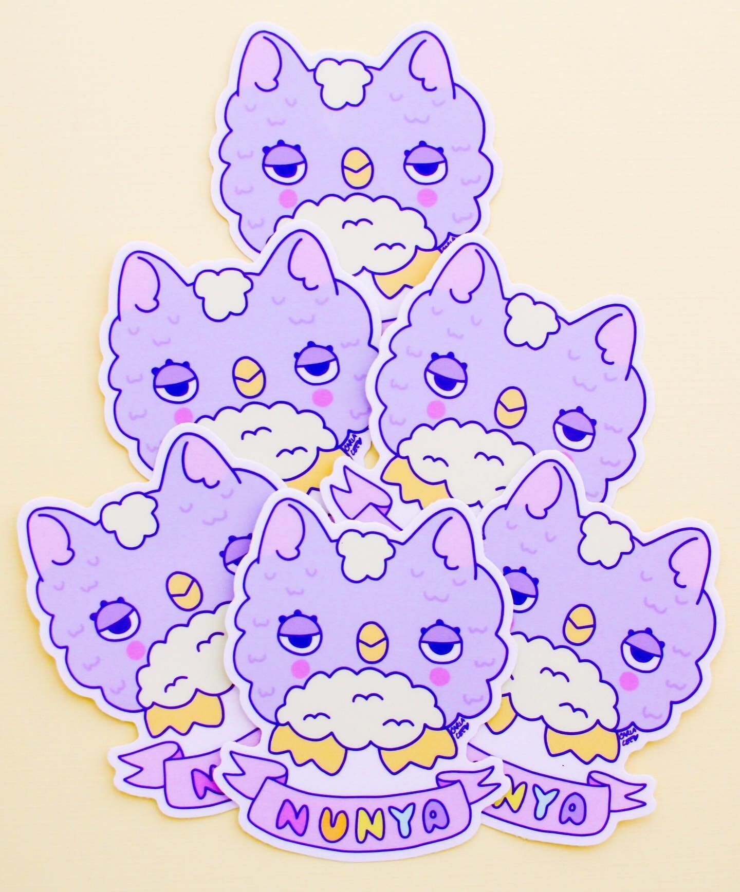 The furbs are assembling!
.
These fluffy bois will be part of Friday&rsquo;s shop update. They&rsquo;re a dang mood if there ever was one.
.
These drop in the shop this Friday at noon CDT. 💜
.
.
#stickers #furbyart #vinylstickers #cutestickers #kawa