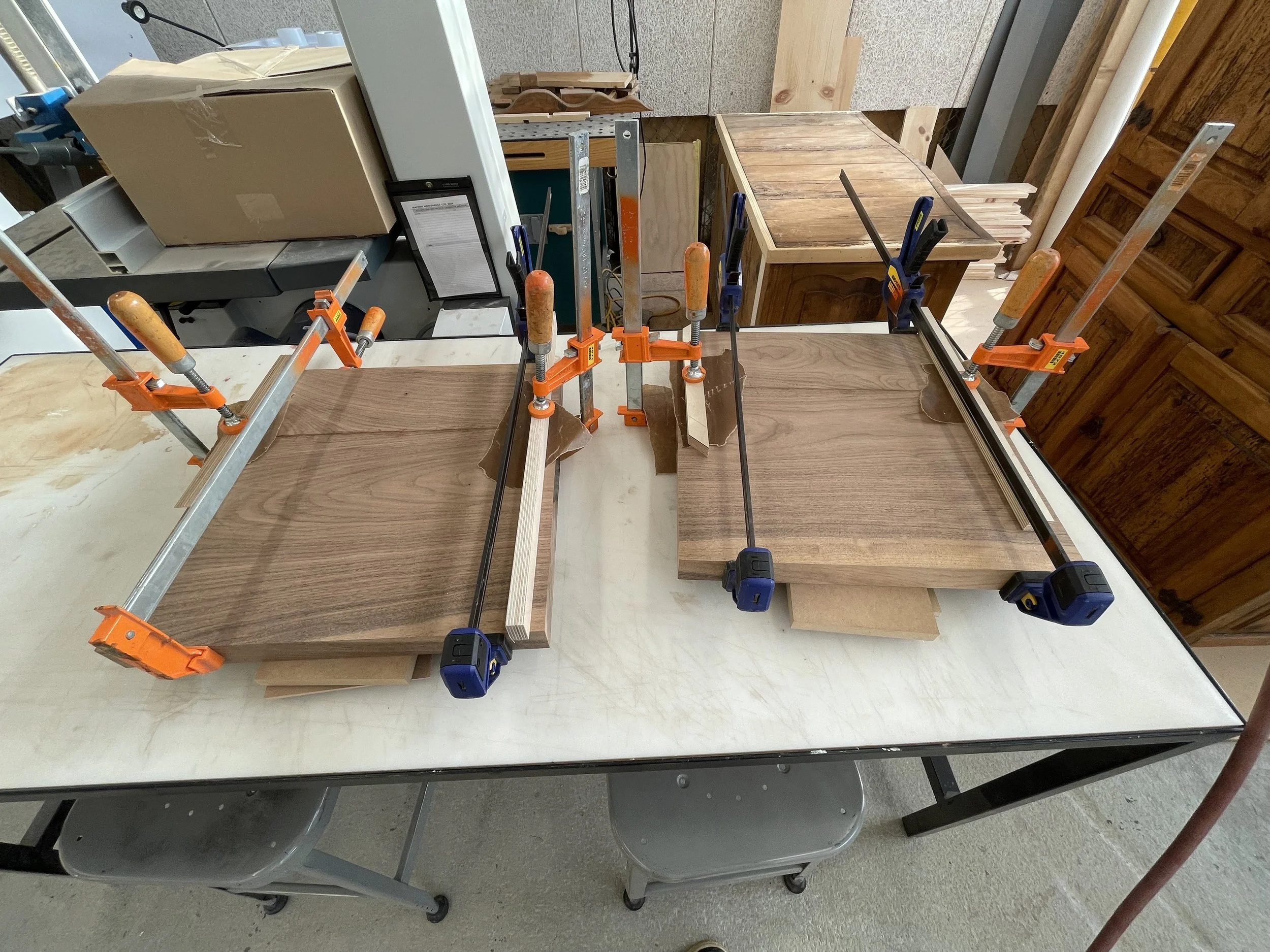 Made from Walnut with Mortise & Tenon connections and Tongue & Groove joints