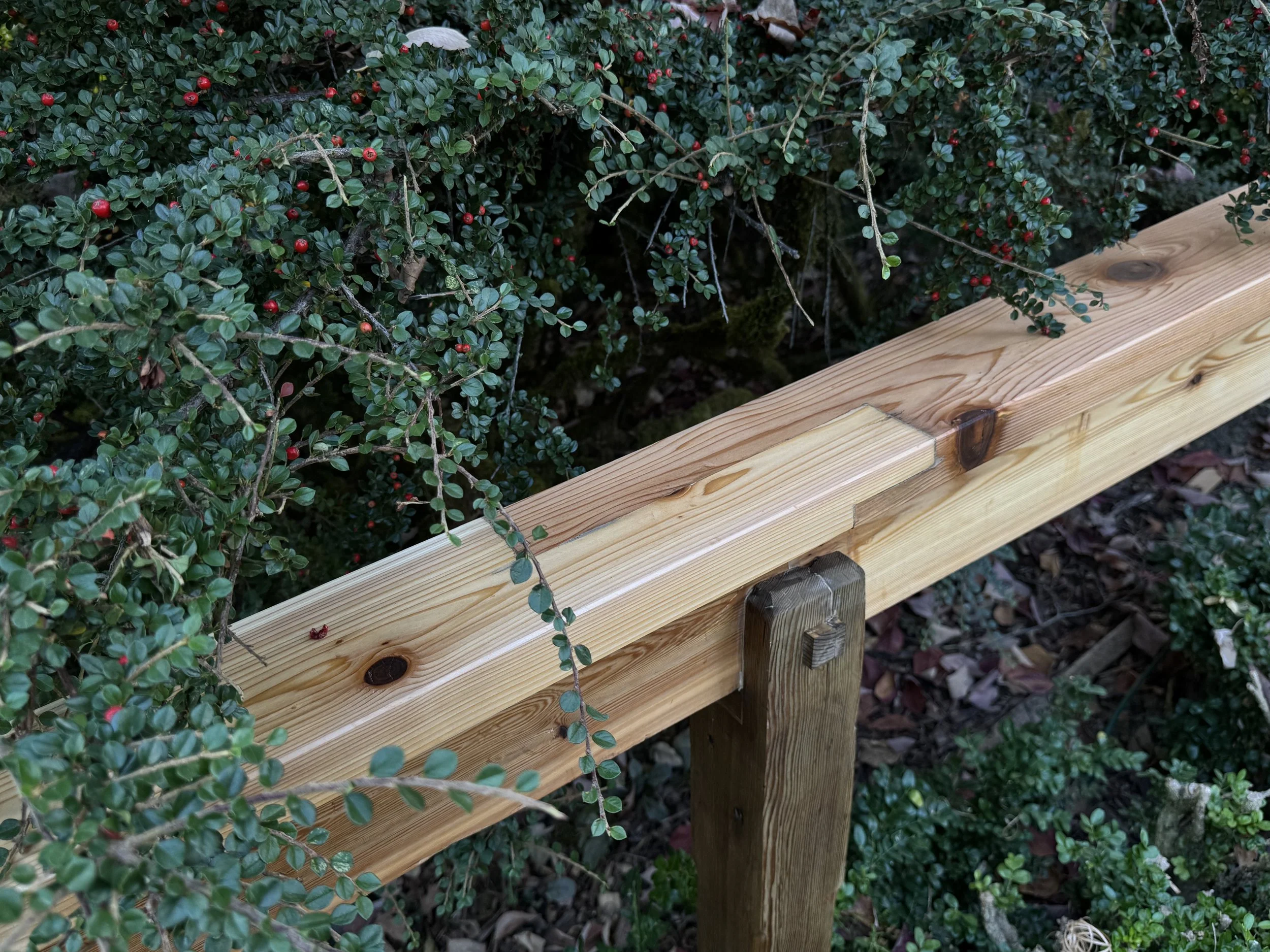 Made from Cedar, all joints and jointing done by hand with hand tools