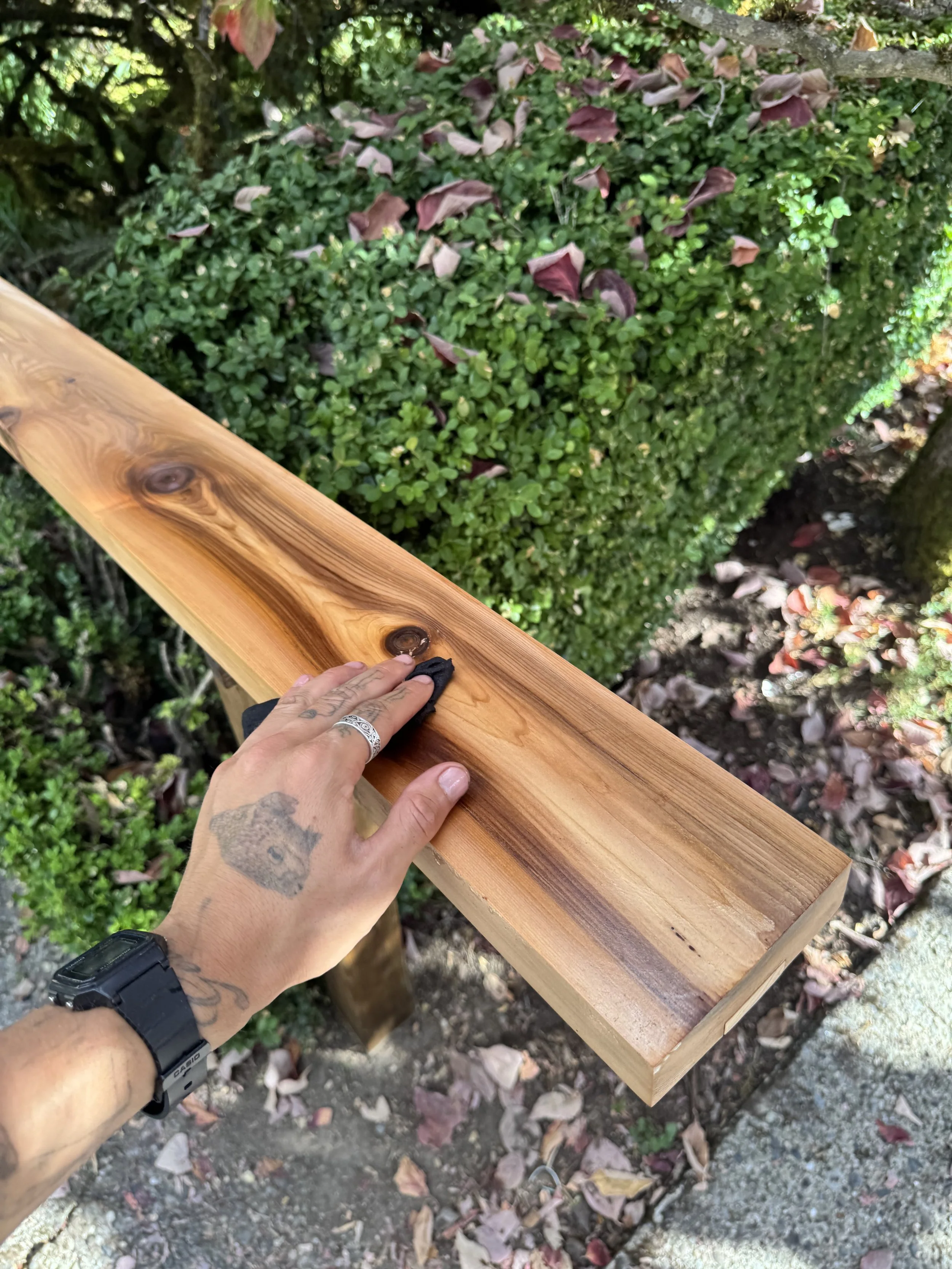 Made from Cedar, all joints and jointing done by hand with hand tools