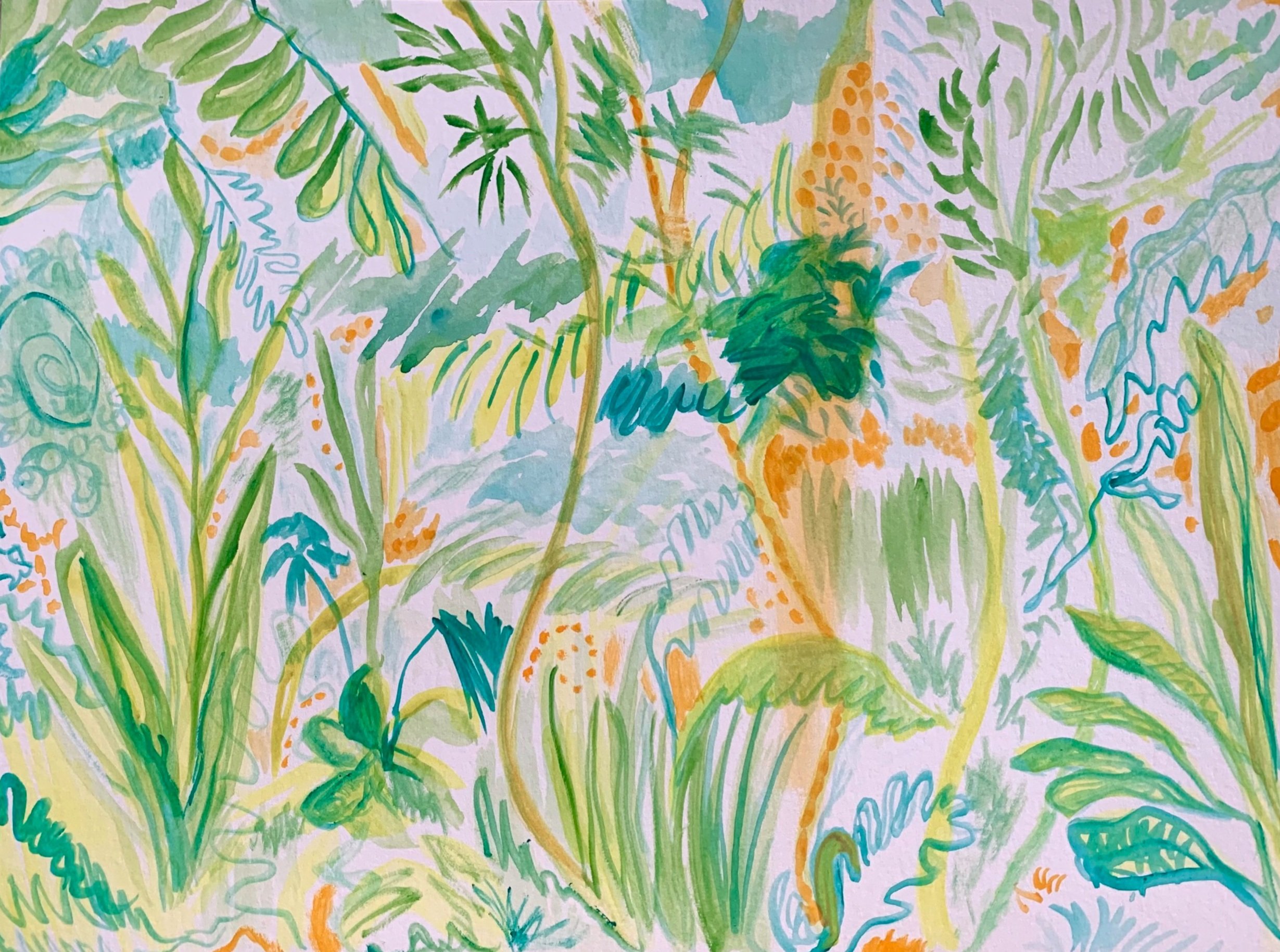 "Botanicals No. 1", 2021,
Gouache on watercolor paper,
9" x 12"