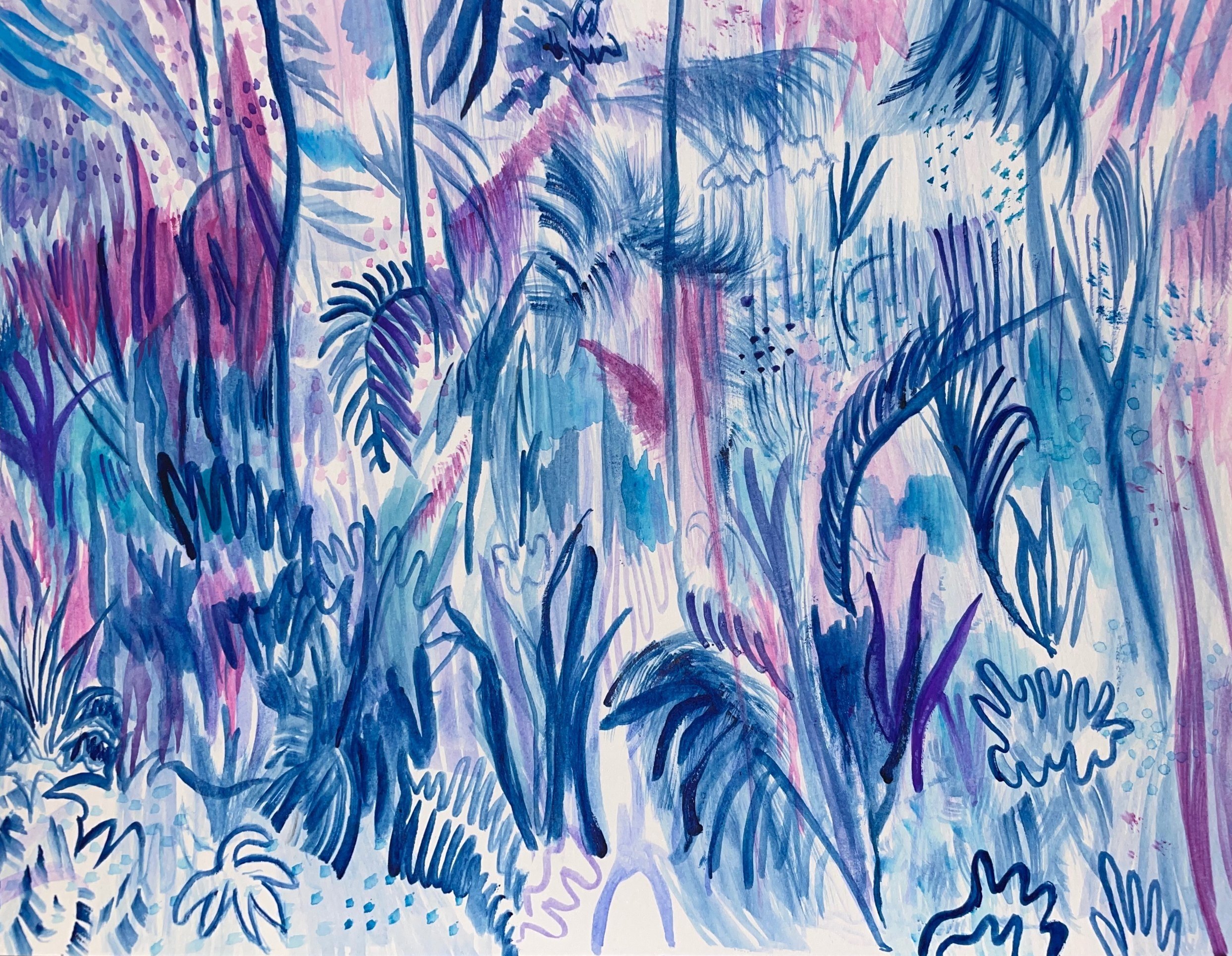 "Botanicals No. 2", 2021,
Gouache on watercolor paper,
9" x 12"