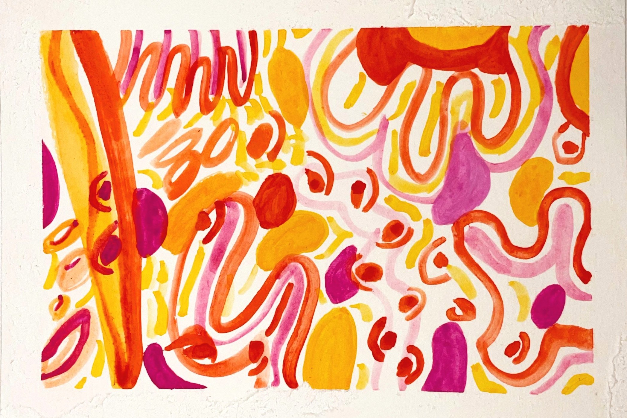 "Doodles No. 3", 2021,
Gouache on watercolor paper,
3" x 5"