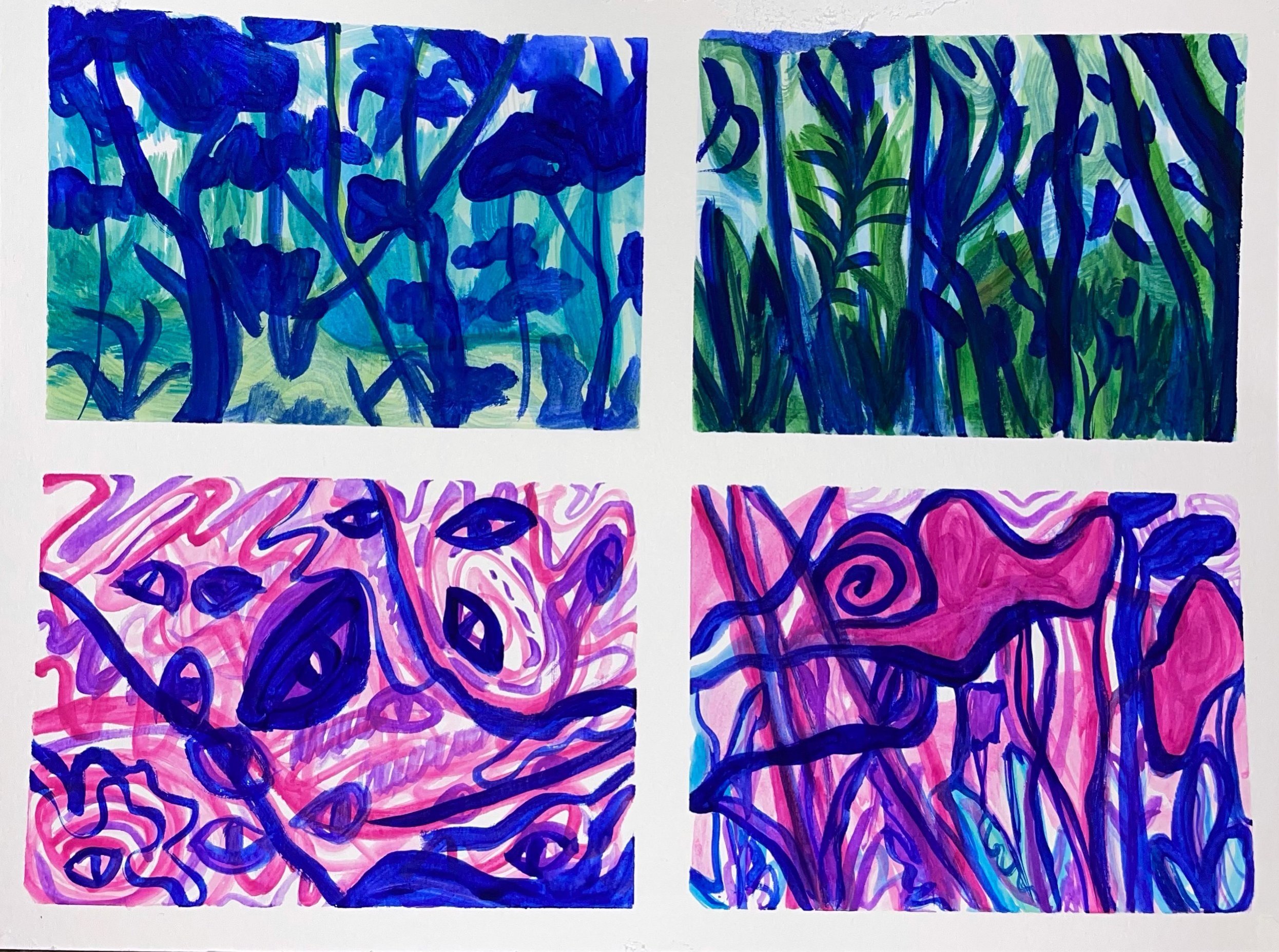 "Botanical Doodles", 2021,
Gouache on watercolor paper,
9" x 12"