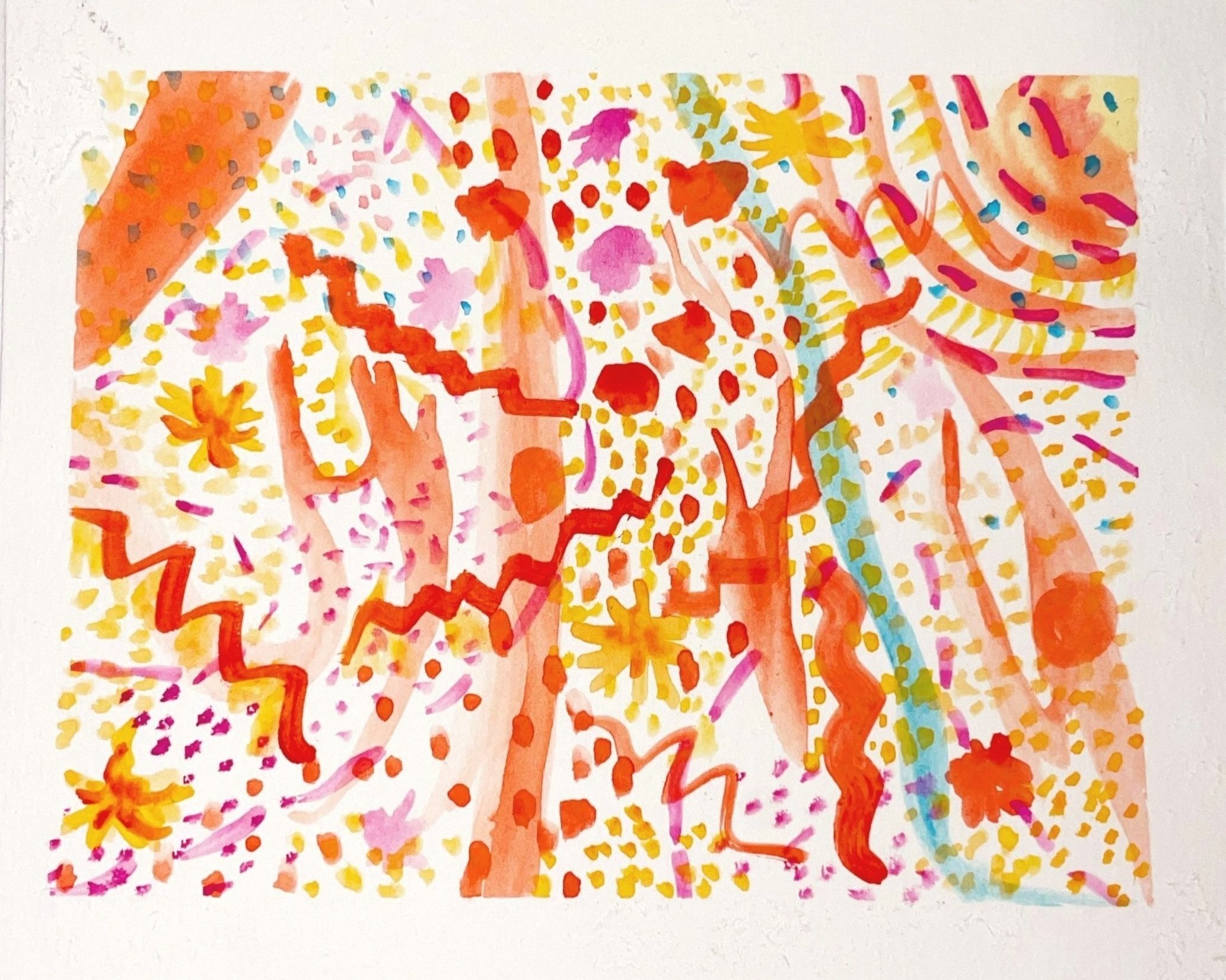 "Doodles No. 2", 2021,
Gouache on watercolor paper,
3" x 5"