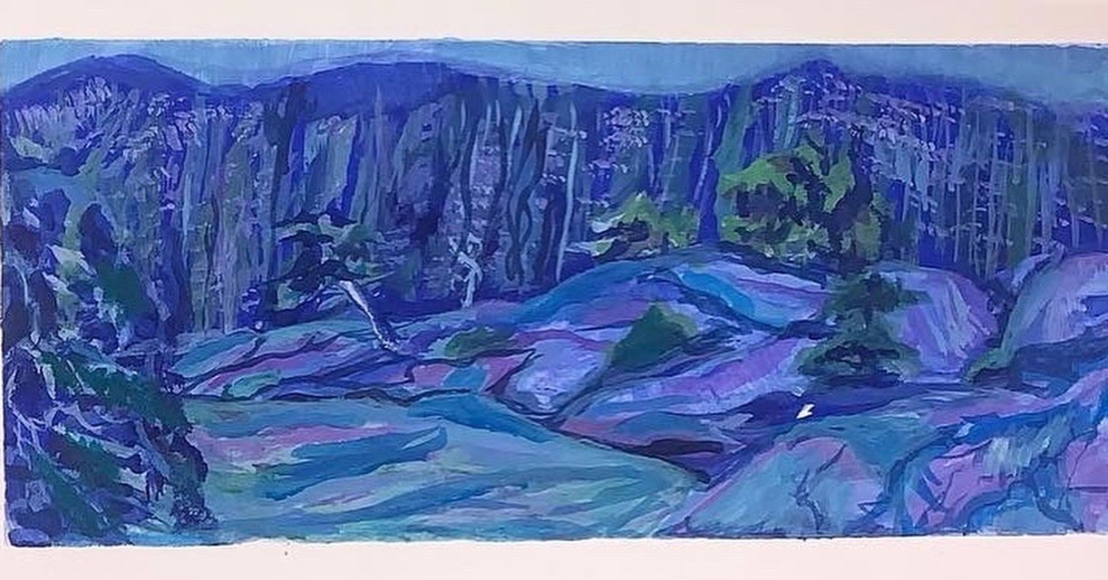 "Rocky Mountain Scene No. 2",
Gouache on watercolor paper,
2" x 4"