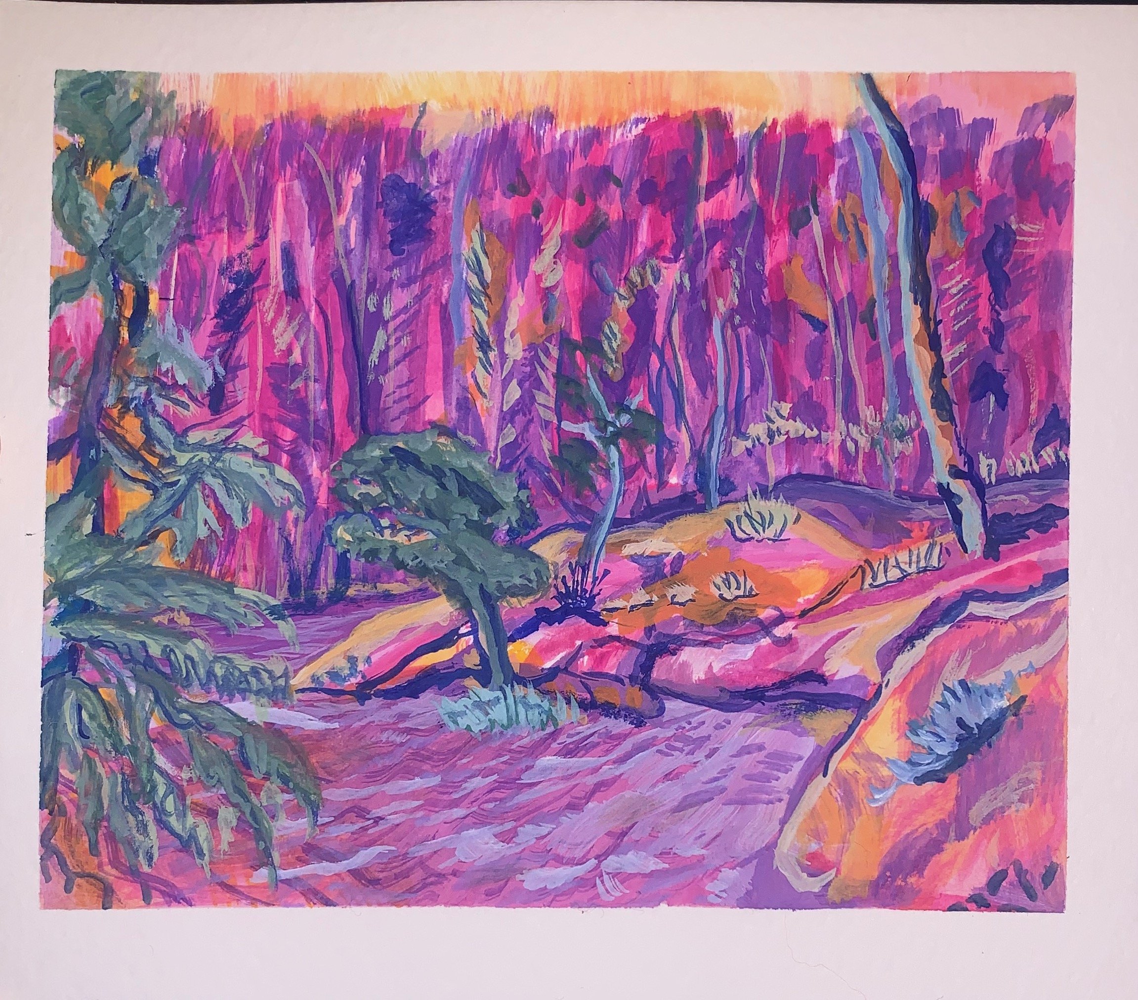 "Rocky Mountain Scene No. 1",
Gouache on watercolor paper,
3" x 4"
