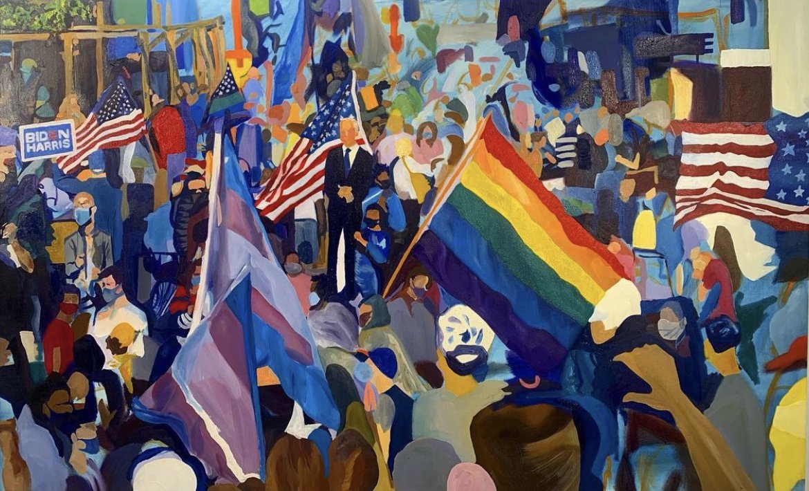 Celebration in the Streets, 2020, Oil on canvas, 30 x 48 inches