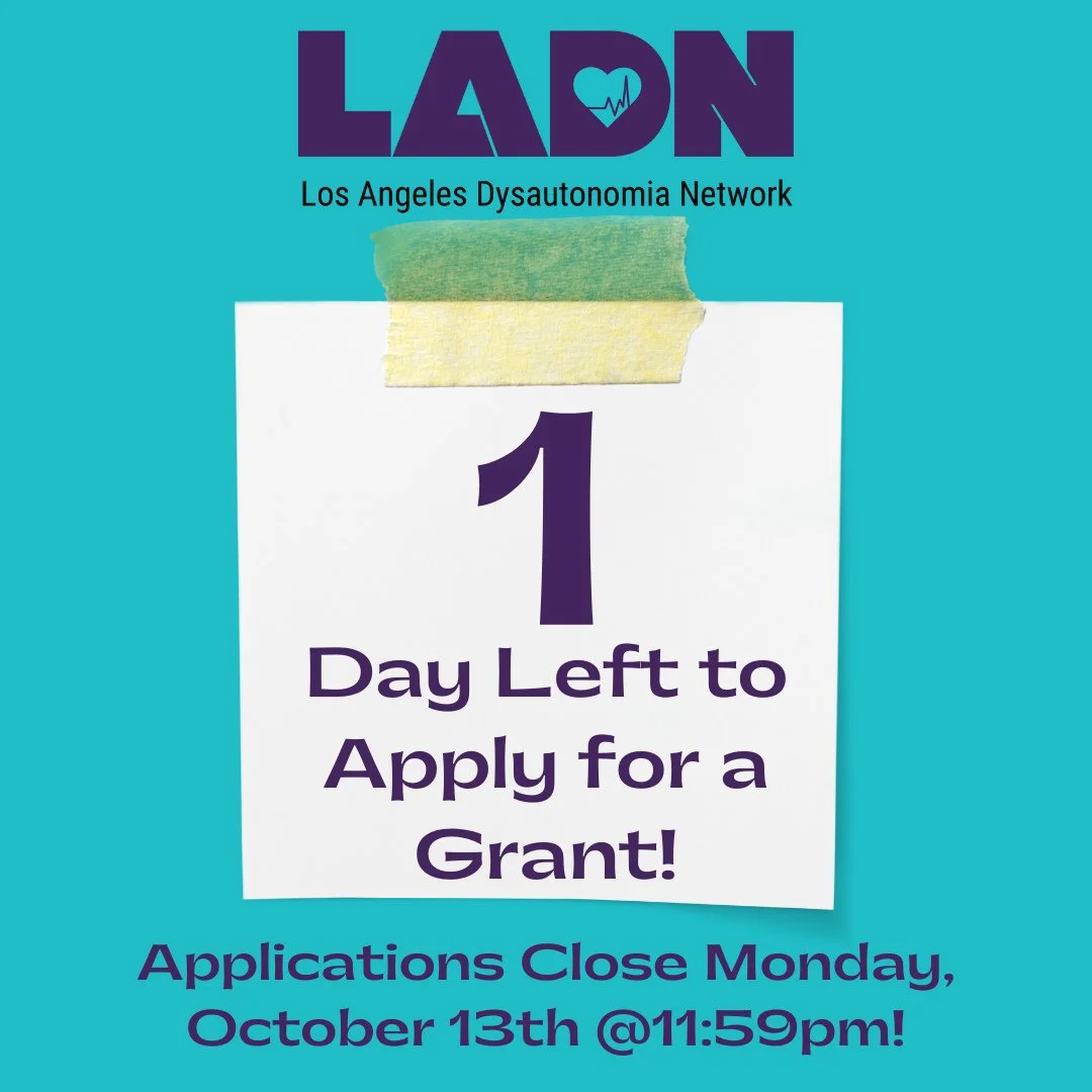 ⏰️Tomorrow (Monday, October 13th) is the LAST day to apply for a 2025 Healthcare Access Grant! Be sure to get your application in by tomorrow at midnight. You can learn more and apply at: form.jotform.com/Dysautonomia/2025-ladn-grants
#healthcarea