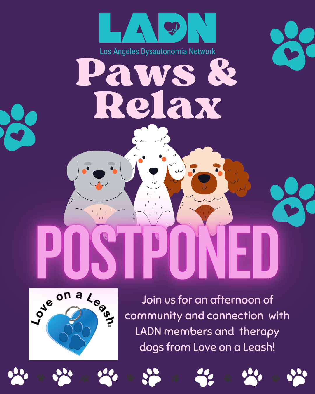 “Paws &amp; Relax” Therapy Dog Event! (POSTPONED)