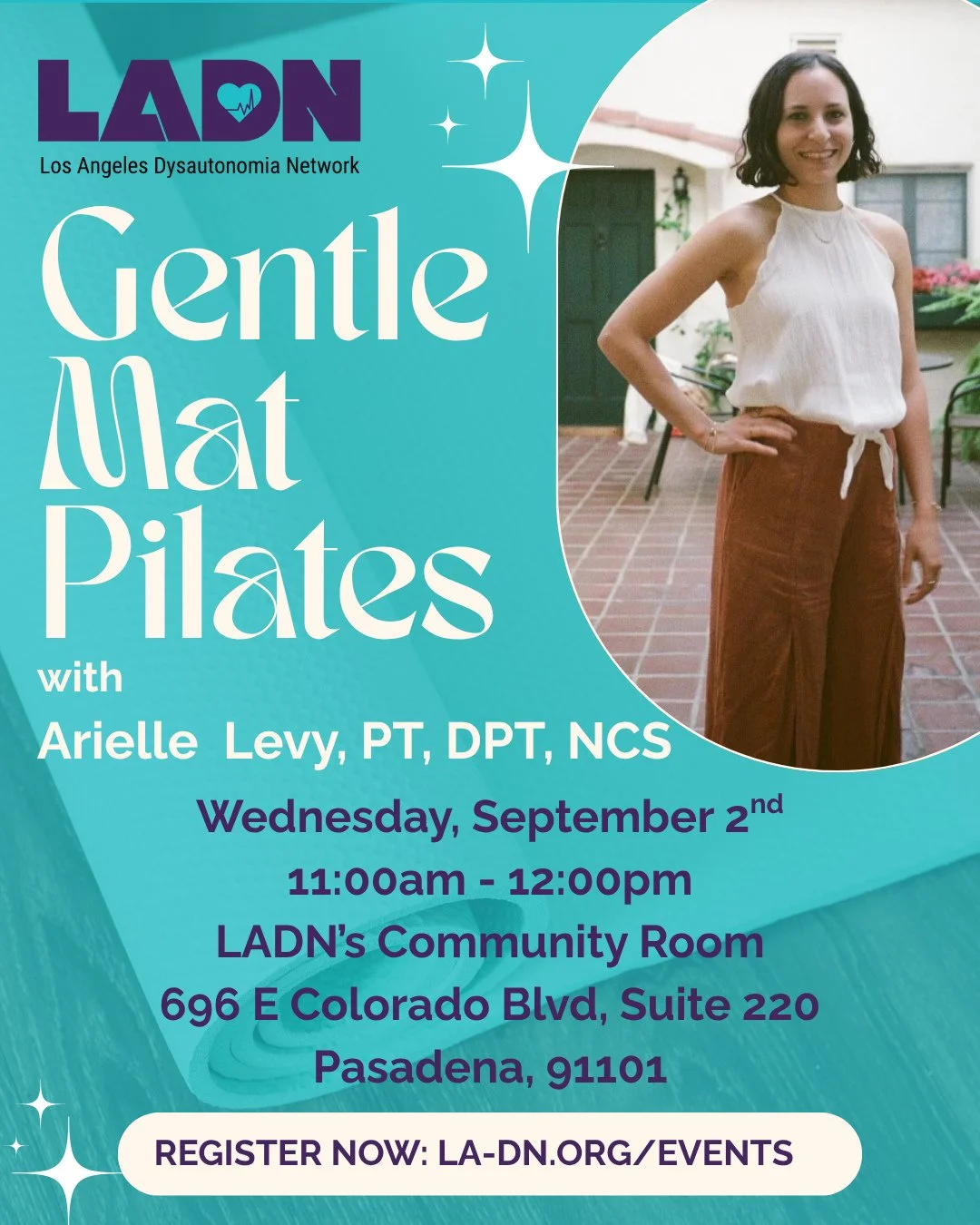 Join us for a beginner-friendly mat Pilates class in the new LADN community space! Physical therapist and Pilates instructor Arielle Levy will be leading us in this class. Sign up at the link on our bio!⁠
⁠
Class Description:⁠
⁠
Pilates has been show