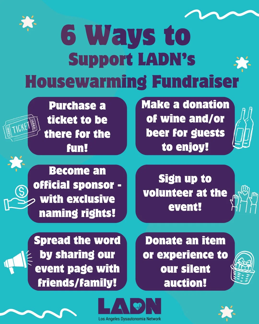 As we gear up for our October 3rd housewarming fundraiser and celebration, we are reaching out to you -- our community -- to help us make this event a huge success. Your support will help create a cozy and inviting space where LADN members can come t