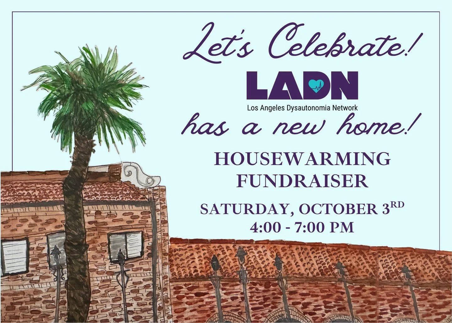 We invite you to join us for our housewarming fundraiser on Saturday, October 3rd, 4-7pm! We'd love to celebrate LADN's new community gathering space and office by welcoming you for this event! Your support would make a huge difference as we work to 