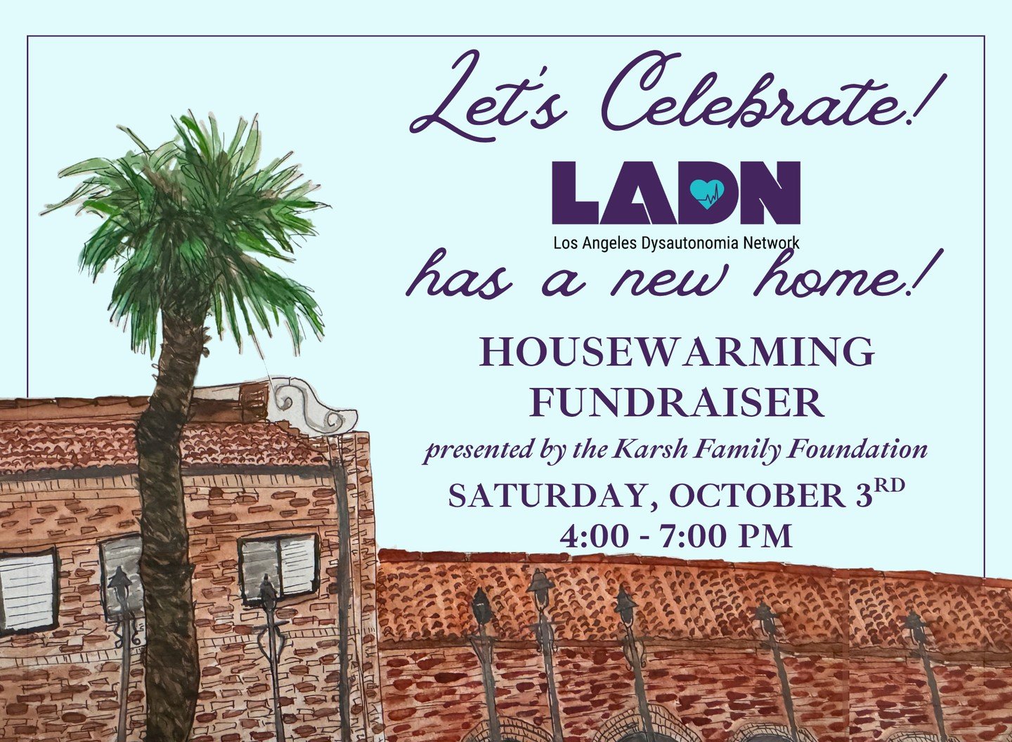 🎉 We have a new space, and we can't wait for you to see it! ⁠
⁠
Join us for LADN's Housewarming Fundraiser, presented by the Karsh Family Foundation, on Saturday, October 3rd, 4-7pm. Come for a tour, celebrate with us, and don't miss our ribbon cutt