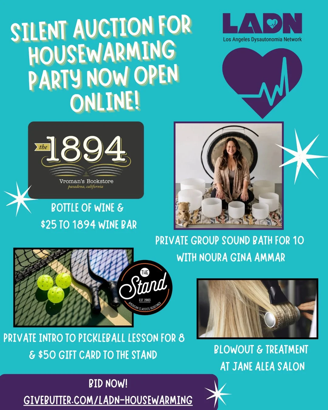 LADN's Housewarming Fundraiser auction is now live! 🛍️ The auction will close at our event on Saturday, October 3rd at 6:30pm PST.⁠
🛒Do your shopping and place your bids at: givebutter.com/c/ladn-housewarming/auction⁠
⁠
Some highlights include: ⁠
✨