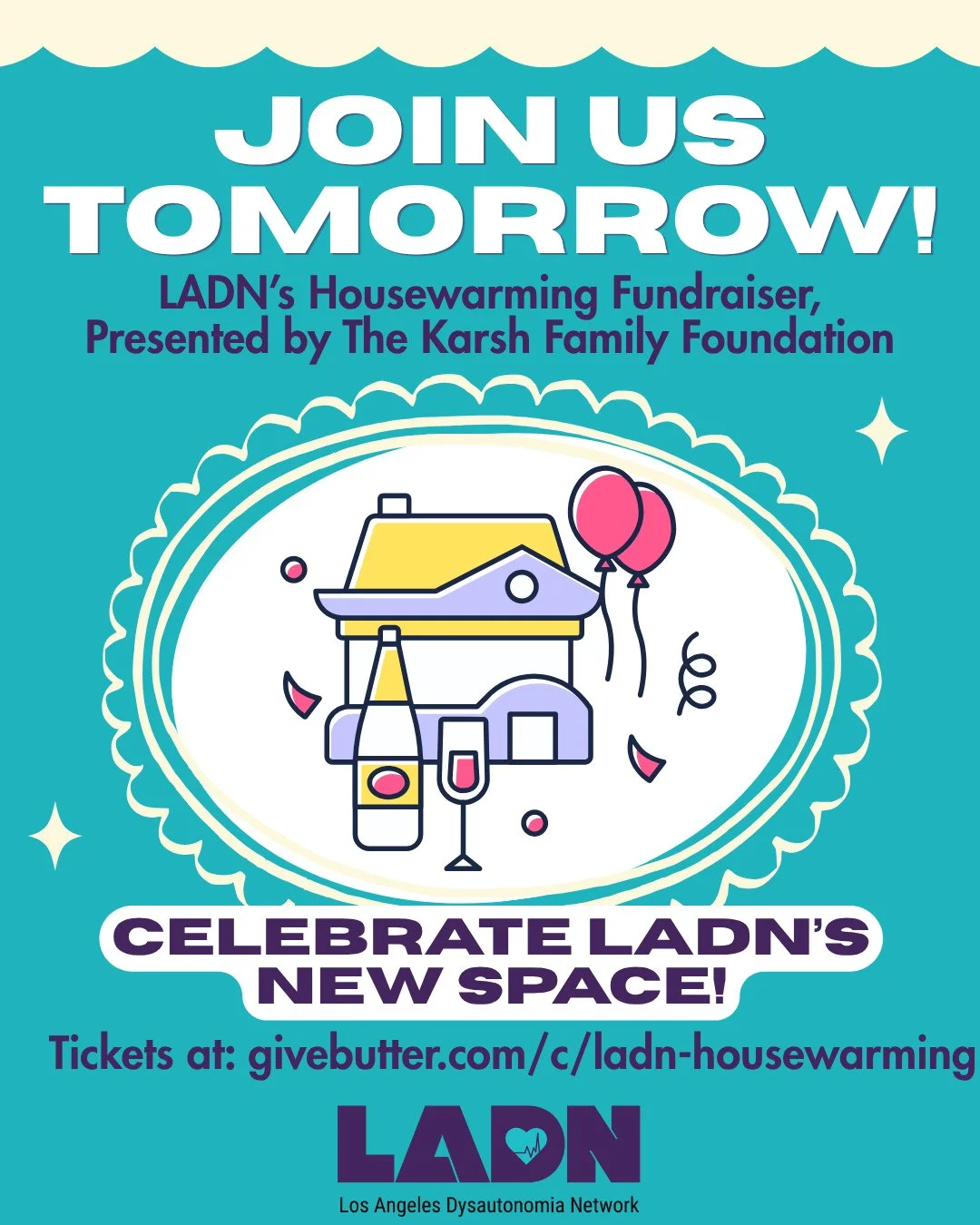 Don't miss out on the fun! Join us TOMORROW, Saturday, October 3rd, 4-7pm, for our official housewarming celebration! 🎉🥂🥳⁠
⁠
Grab your tickets on our event page: givebutter.com/c/ladn-housewarming⁠
⁠
Thank you so much for joining us for this speci