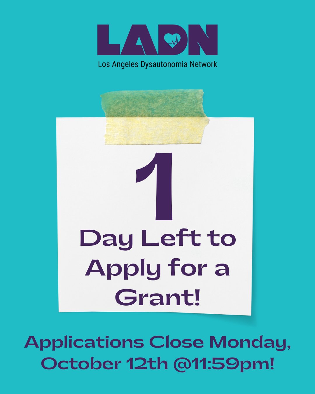 ⏰️Applications close tomorrow, Monday, October 12th @11:59pm PST for our healthcare access grants! Be sure to get your application submitted before the deadline to be considered. ⁠
⁠
Find more information and a link to the application at: la-dn.org/g