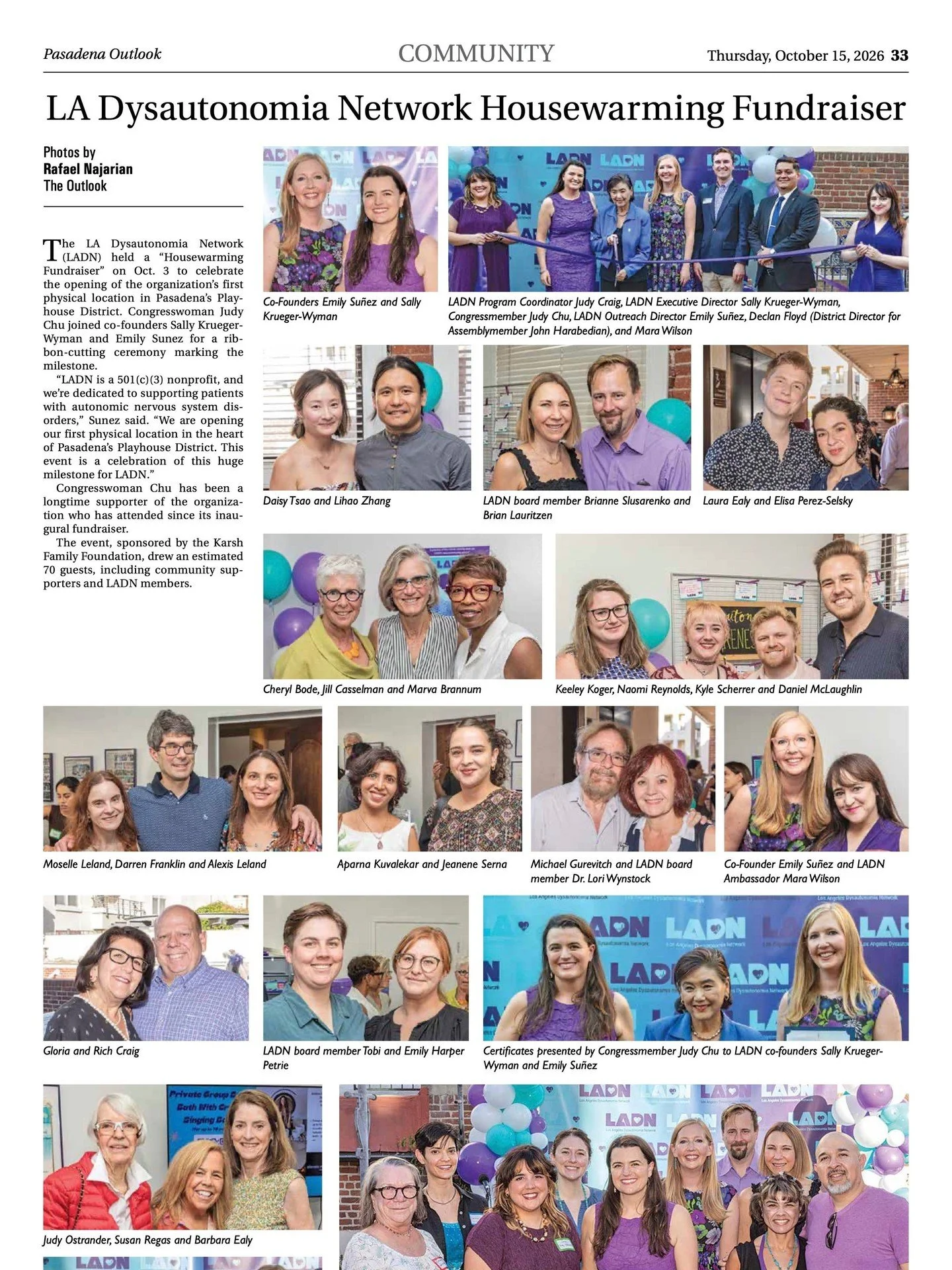 Yay! We're loving the wonderful pics that the Pasadena Outlook @outlooknews captured at our housewarming event! 💜🩵