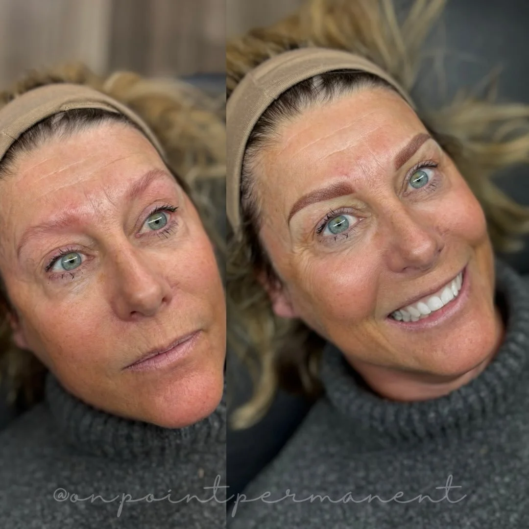 Getting to work with this human and these brows (again) was good for my soul! This was one of my first permanent makeup clients, EVER! She let me microblade her brows about 8 years ago. Over the course of the last eight years they had faded away, lea