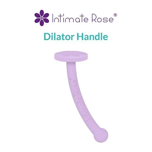 Packaging for an Intimate Rose dilator handle in lavender color with a purple flower logo at the top.