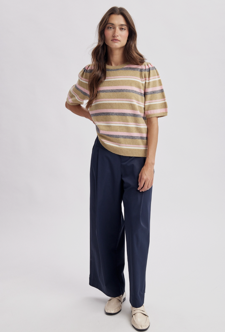 Rory-Striped Crew Neck Sweater Pale Grass Multi (Copy)