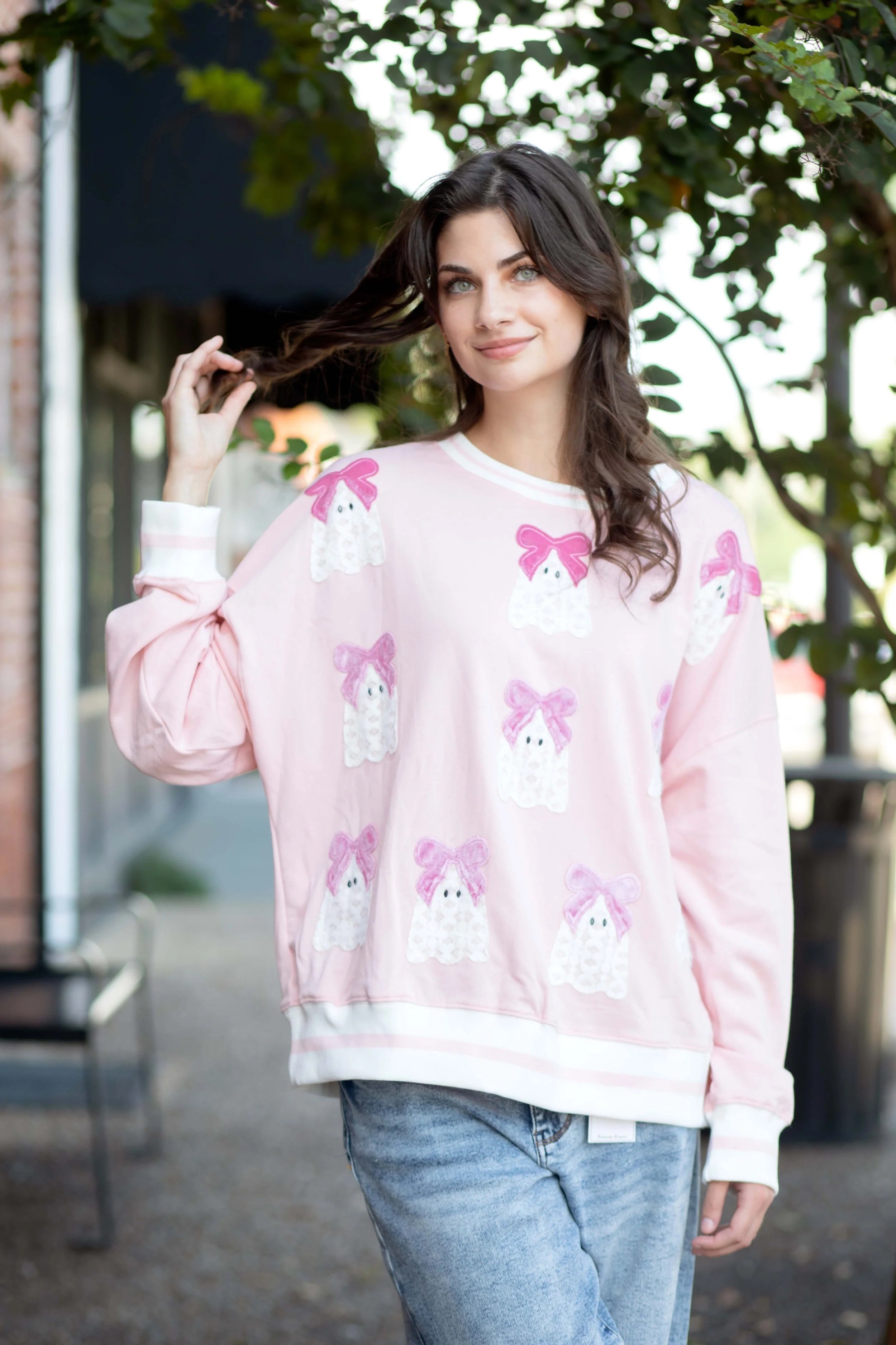 Pink Lace Ghost Oversized Sweatshirt