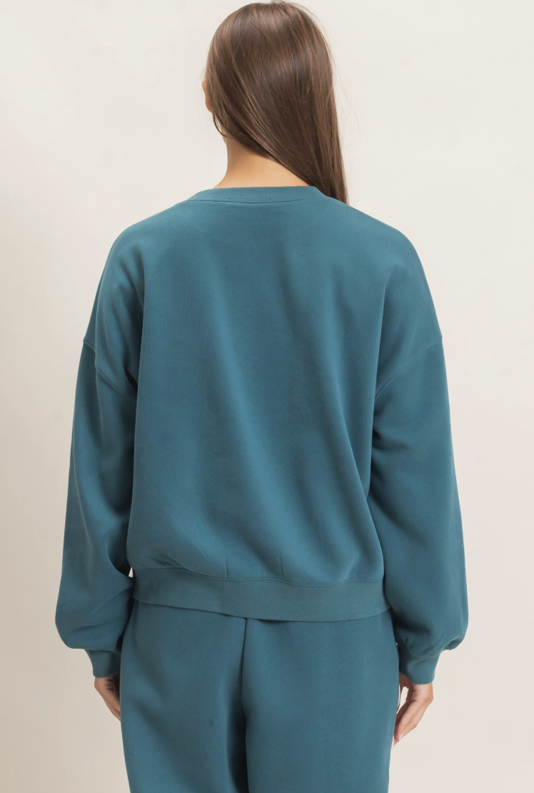 Tiffany-Floral Applique Crew Neck Sweatshirt