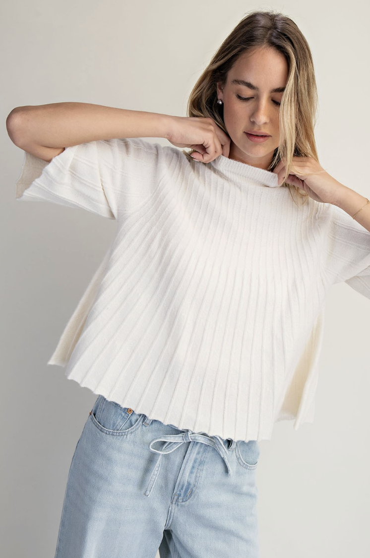 Shirley-Mock Neck Swing Sweater