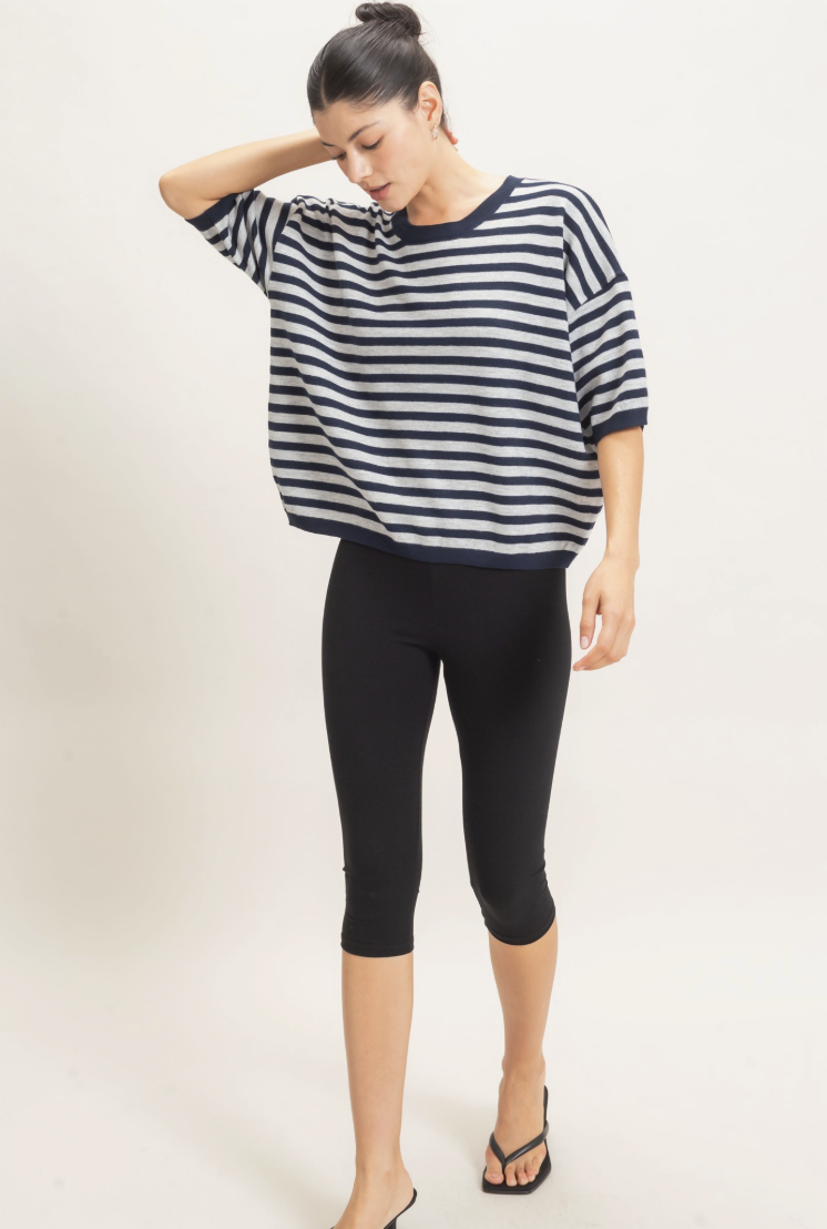 Abby-Striped Crew Neck Sweater