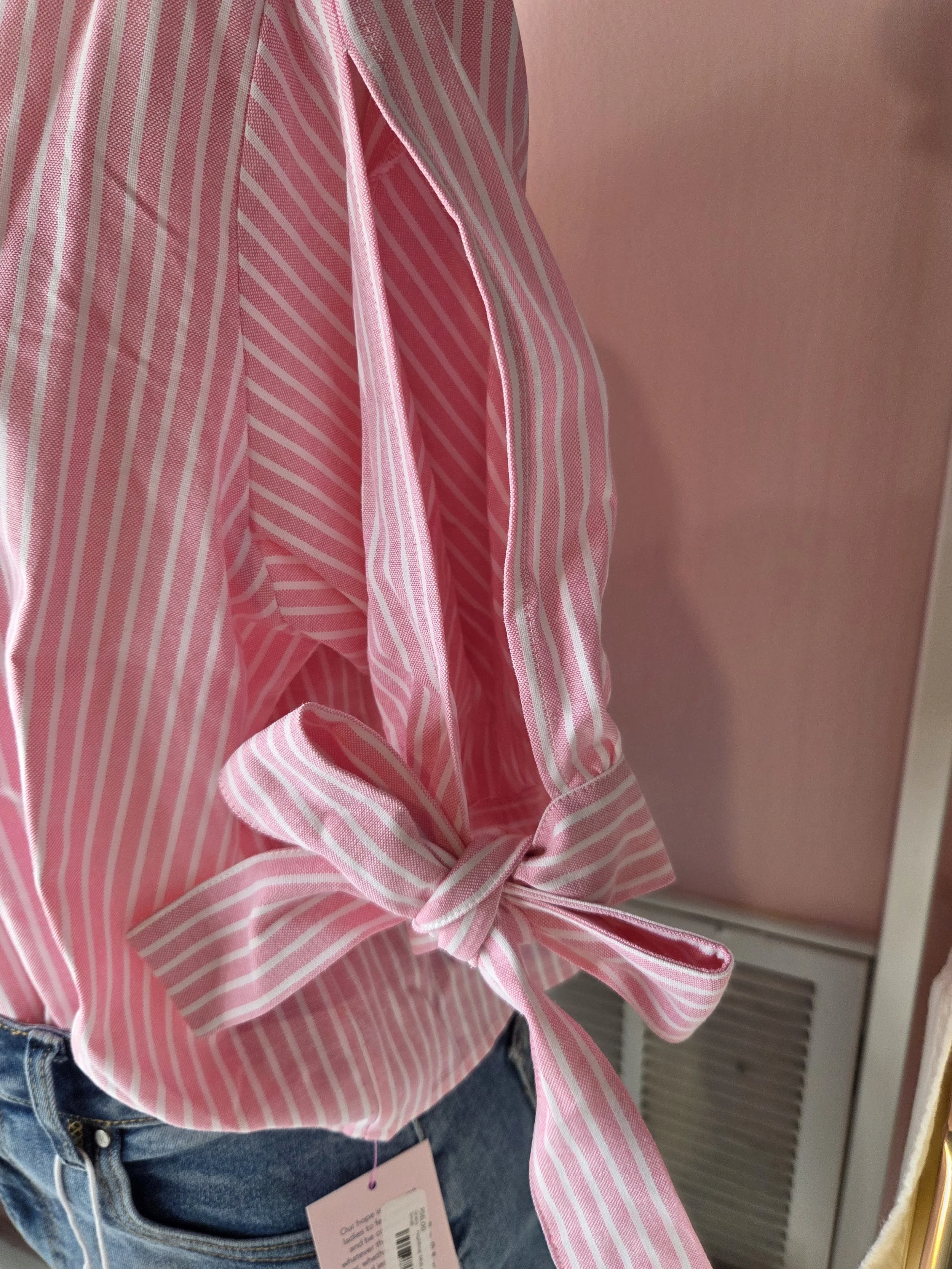 Bo-Button Up Shirt With Tied Sleeve