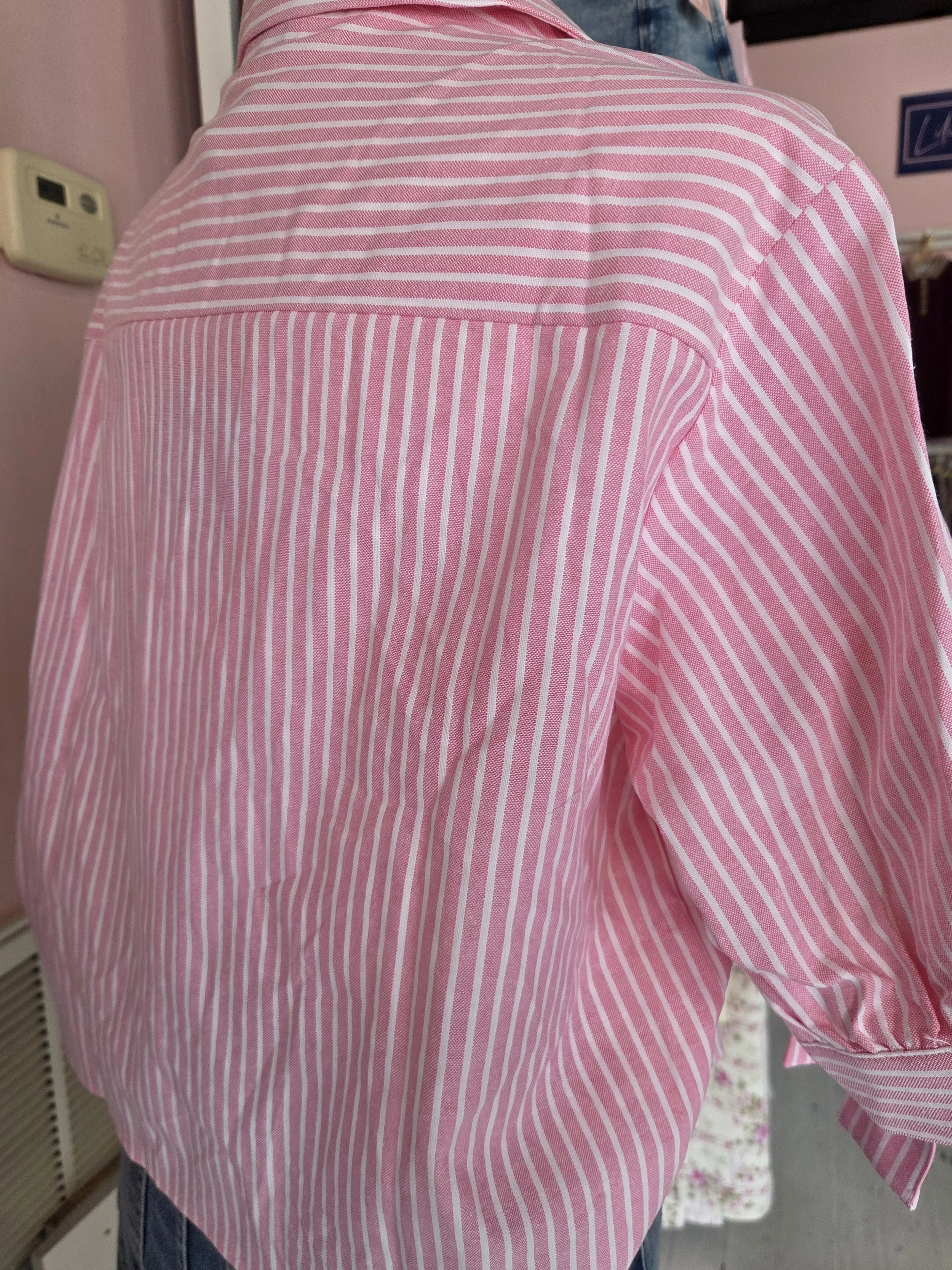 Bo-Button Up Shirt With Tied Sleeve