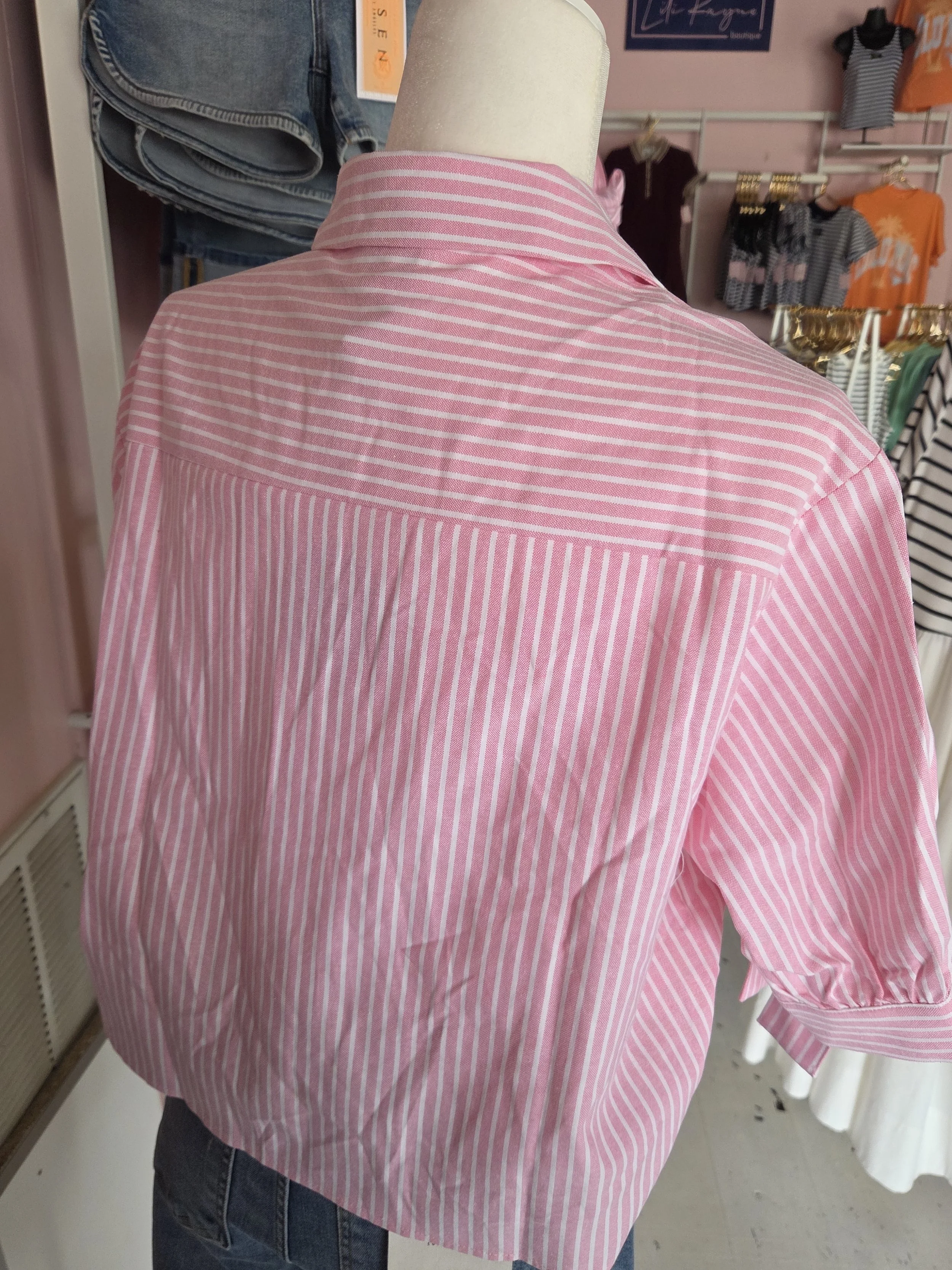 Bo-Button Up Shirt With Tied Sleeve
