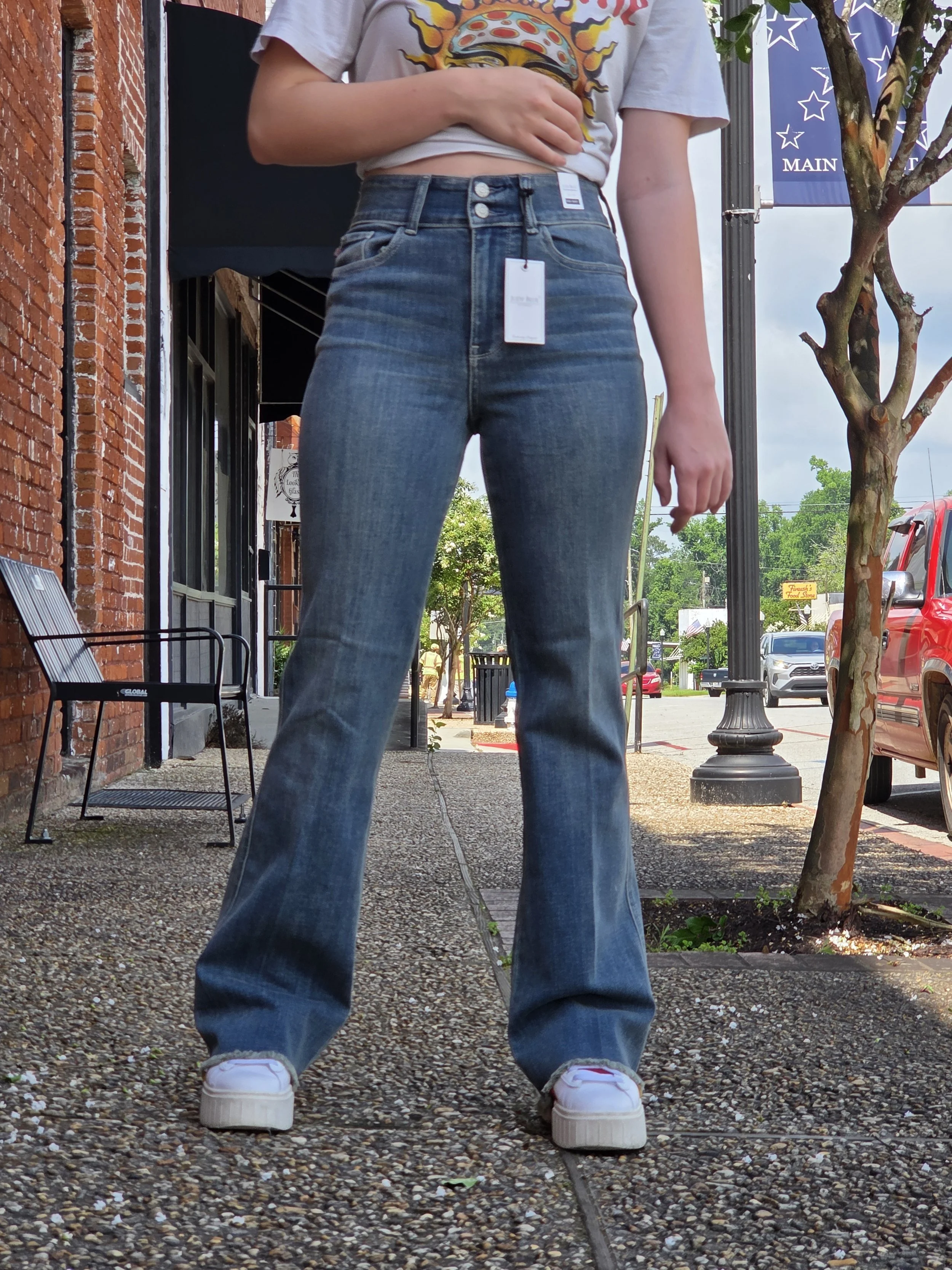 Heather-Judy Blue High Rise Bootcut
